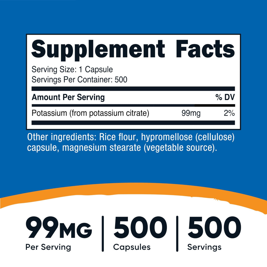 Nutricost Potassium Citrate 99mg, 500 Capsules - OzHealthStandard
