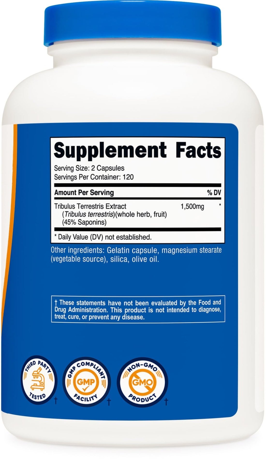 Nutricost Tribulus Terrestris Extract 1500mg, 240 Capsules - 45% Saponins, 120 Servings, Non-GMO, Gluten Free - OzHealthStandard