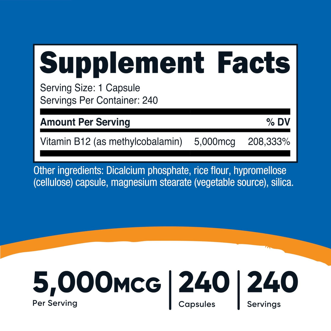 Nutricost Vitamin B12 (Methylcobalamin) 5000mcg, 240 Capsules - Vegetarian Caps, Non-GMO, Gluten Free B12 Supplement - OzHealthStandard