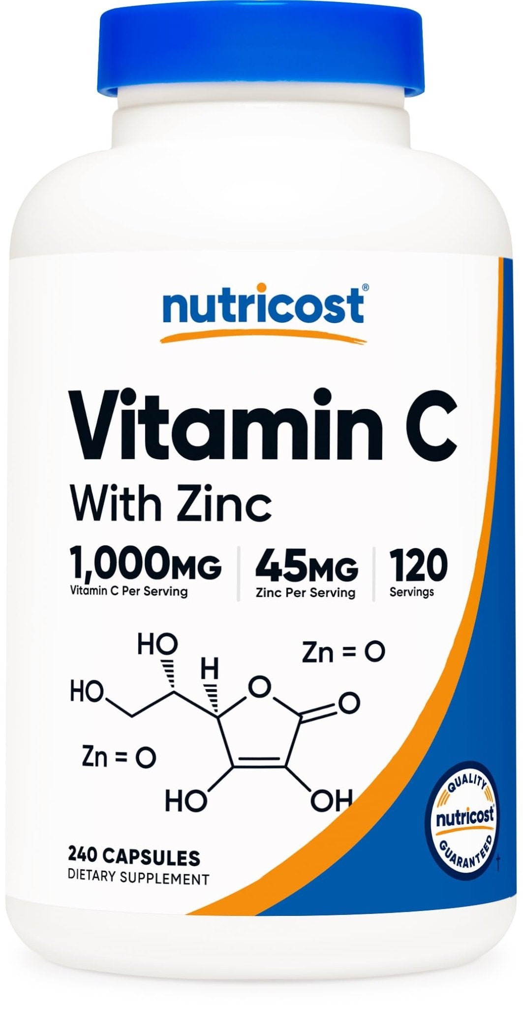 Nutricost Vitamin C with Zinc Capsules, 120 Servings - 1000mg, 45mg Zinc, Non-GMO, Gluten Free Vitamin C Supplement - OzHealthStandard