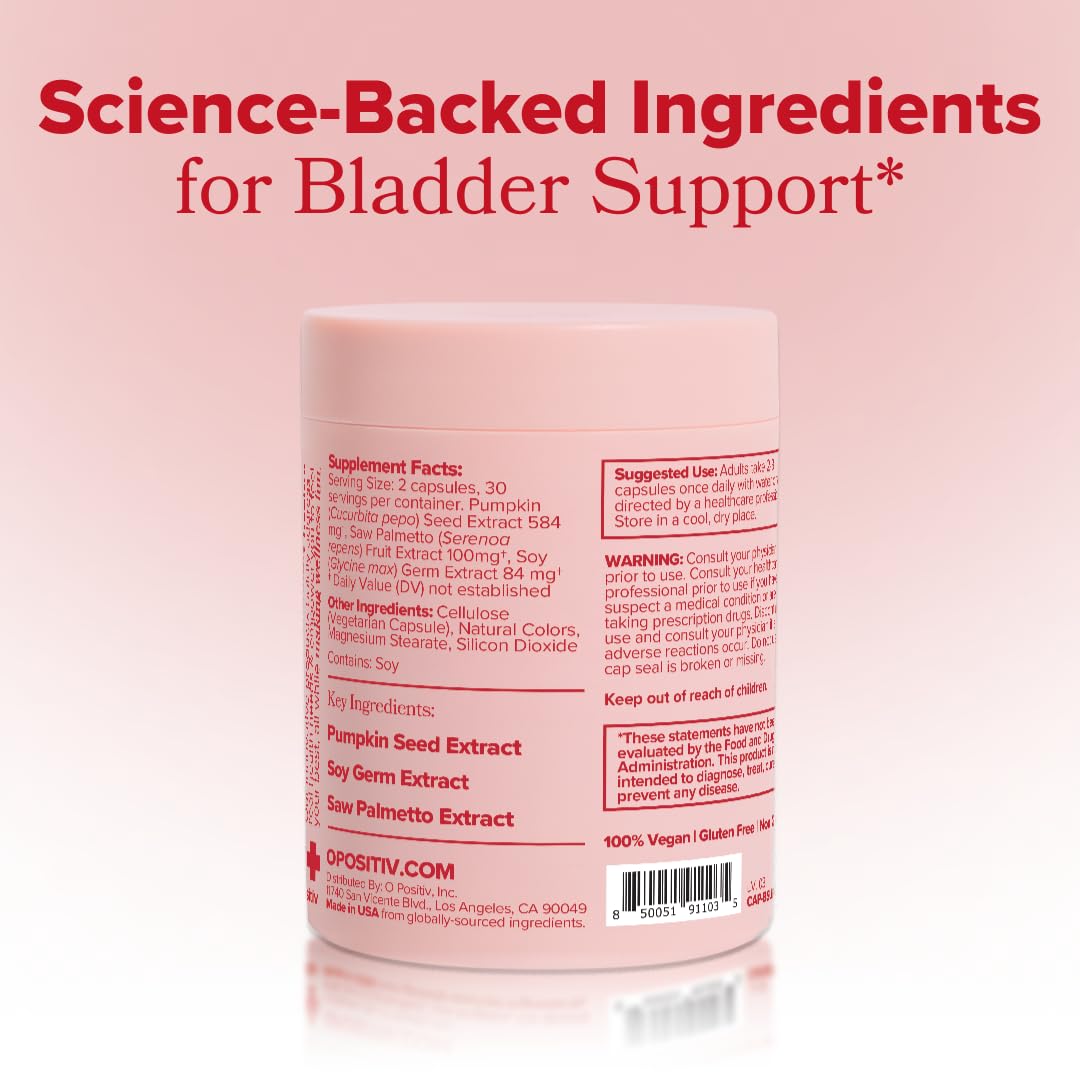 O Positiv URO Bladder Control Supplement for Urinary Urgency, Frequency, Leakage with Pumpkin Seed Extract, Soy Germ Extract - OzHealthStandard