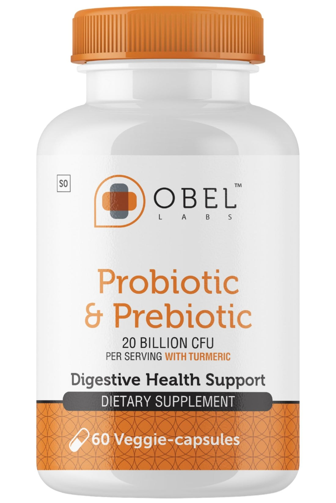 obel Probiotic & Prebiotic Supplement with Turmeric | 20 Billion CFU | 60 Capsules (30 Day Supply) | 4 Strains | Supports Digestion - OzHealthStandard