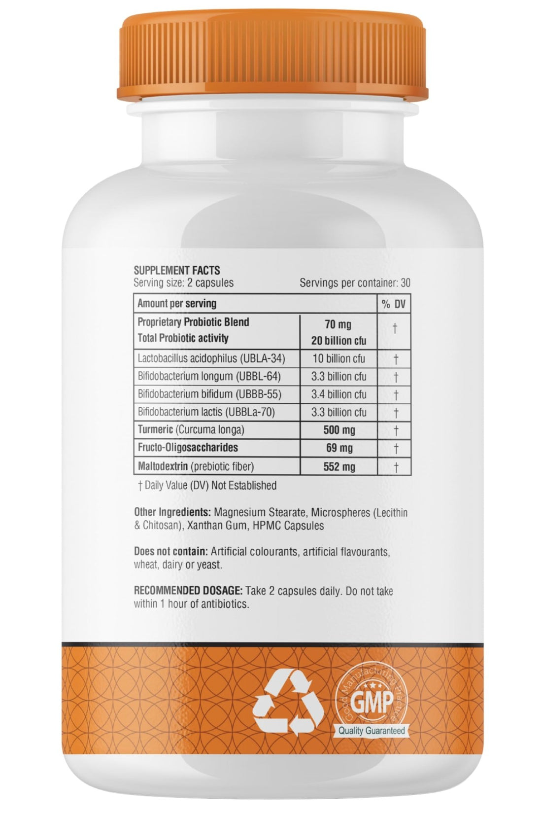 obel Probiotic & Prebiotic Supplement with Turmeric | 20 Billion CFU | 60 Capsules (30 Day Supply) | 4 Strains | Supports Digestion - OzHealthStandard