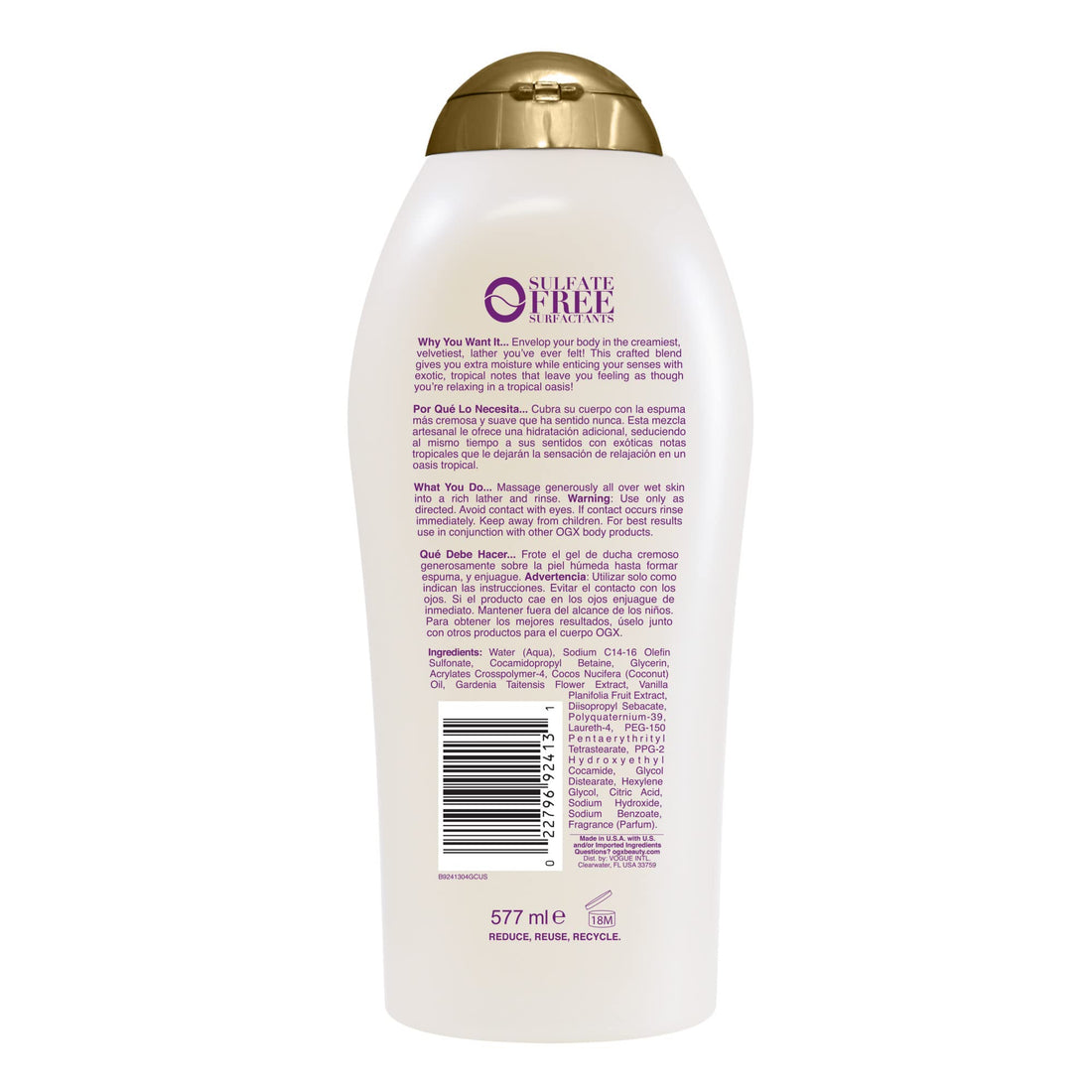 OGX Extra Creamy + Coconut Miracle Oil Ultra Moisture Body Wash, Rich Shower Gel for Dry Skin Infused with Coconut Oil - OzHealthStandard