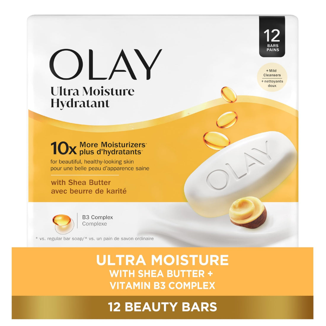 Olay Beauty Bar, Ultra Moisture,10x More Moisturizers, Nourishing Conditioners, Smooth & Gentle on Skin, Vitamin B3 Complex - OzHealthStandard