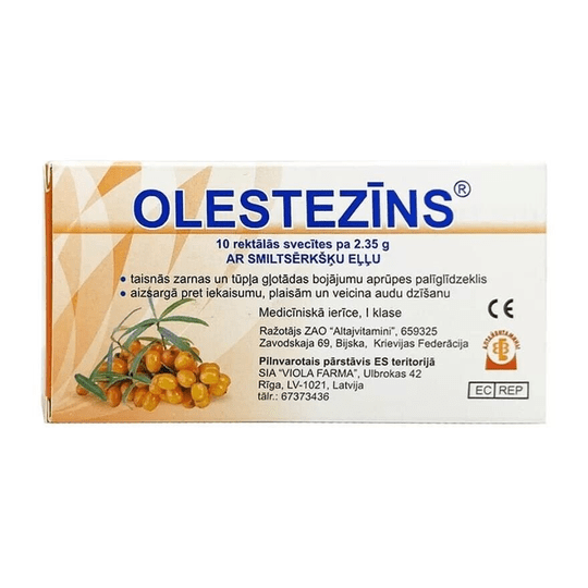 Olestezin Rectal Anti Hemorrhoidal Suppositories with Sea Buckthorn 10 pcs - OzHealthStandard
