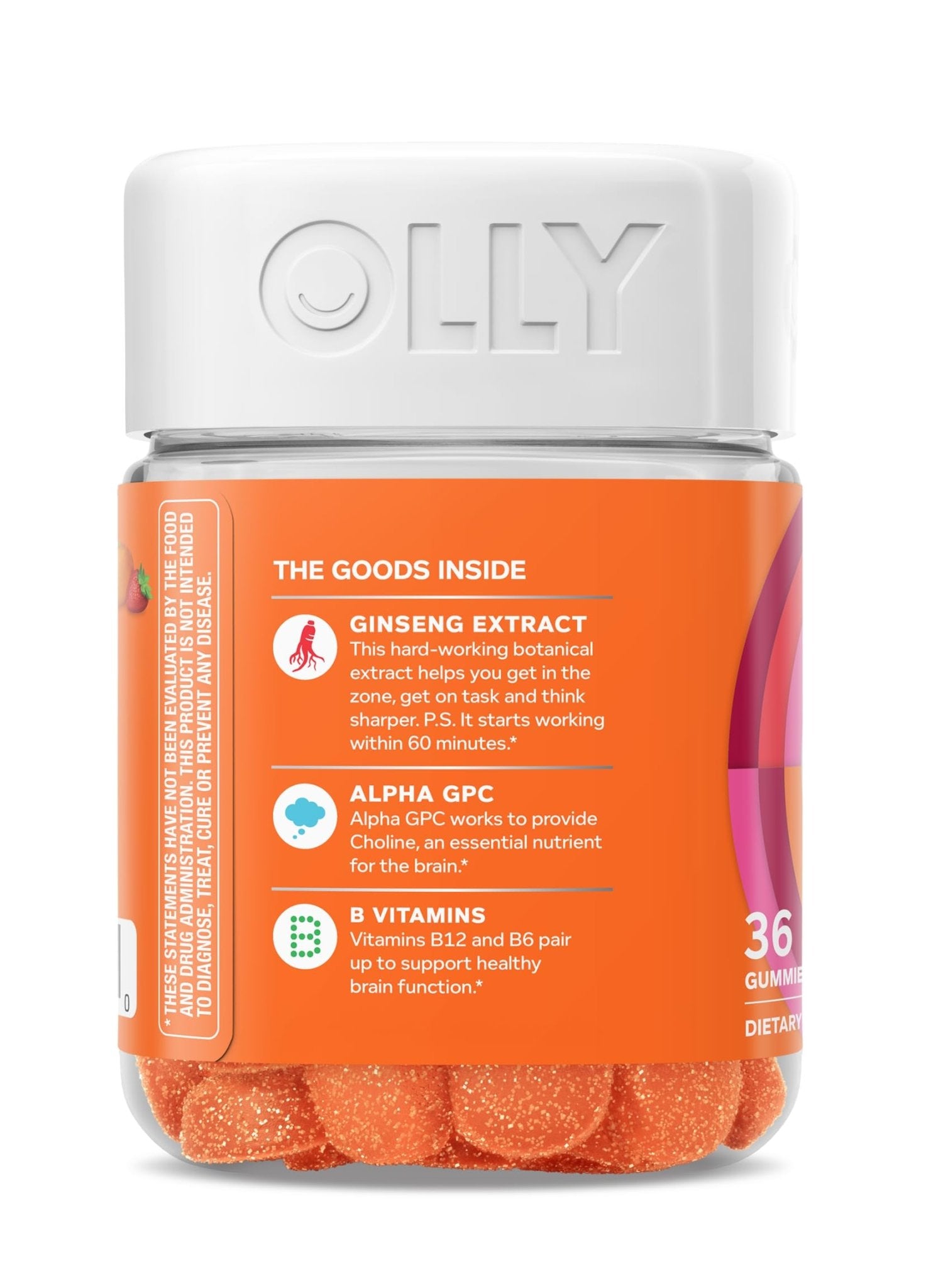 OLLY Laser Focus Gummy, Ginseng, Alpha GPC, B Vitamins, Berry Tangerine Flavor - 36 Count - OzHealthStandard