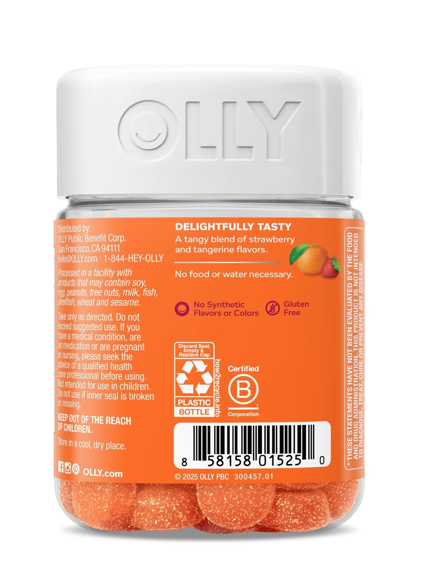 OLLY Laser Focus Gummy, Ginseng, Alpha GPC, B Vitamins, Berry Tangerine Flavor - 36 Count - OzHealthStandard