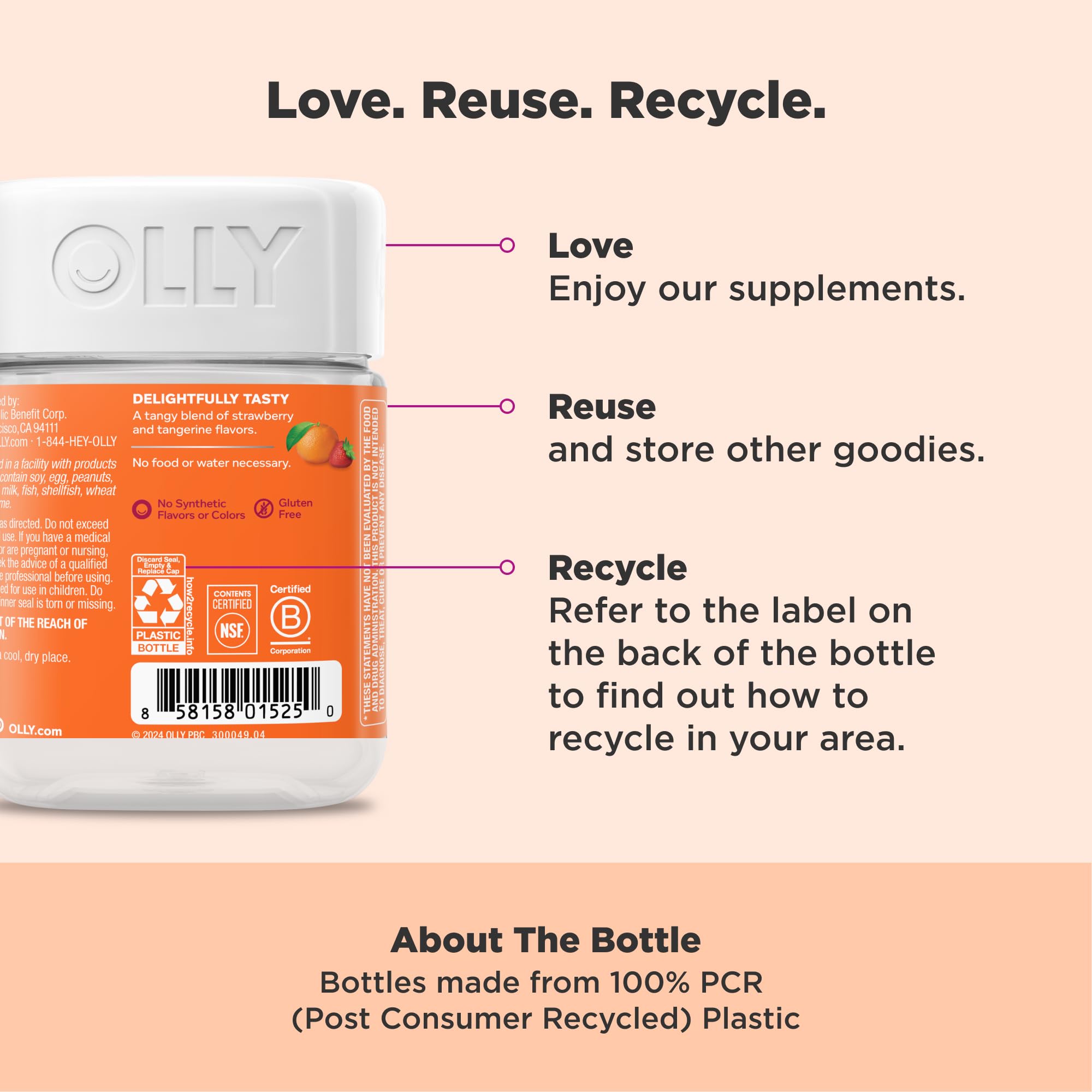 OLLY Laser Focus Gummy, Ginseng, Alpha GPC, B Vitamins, Berry Tangerine Flavor - 36 Count - OzHealthStandard