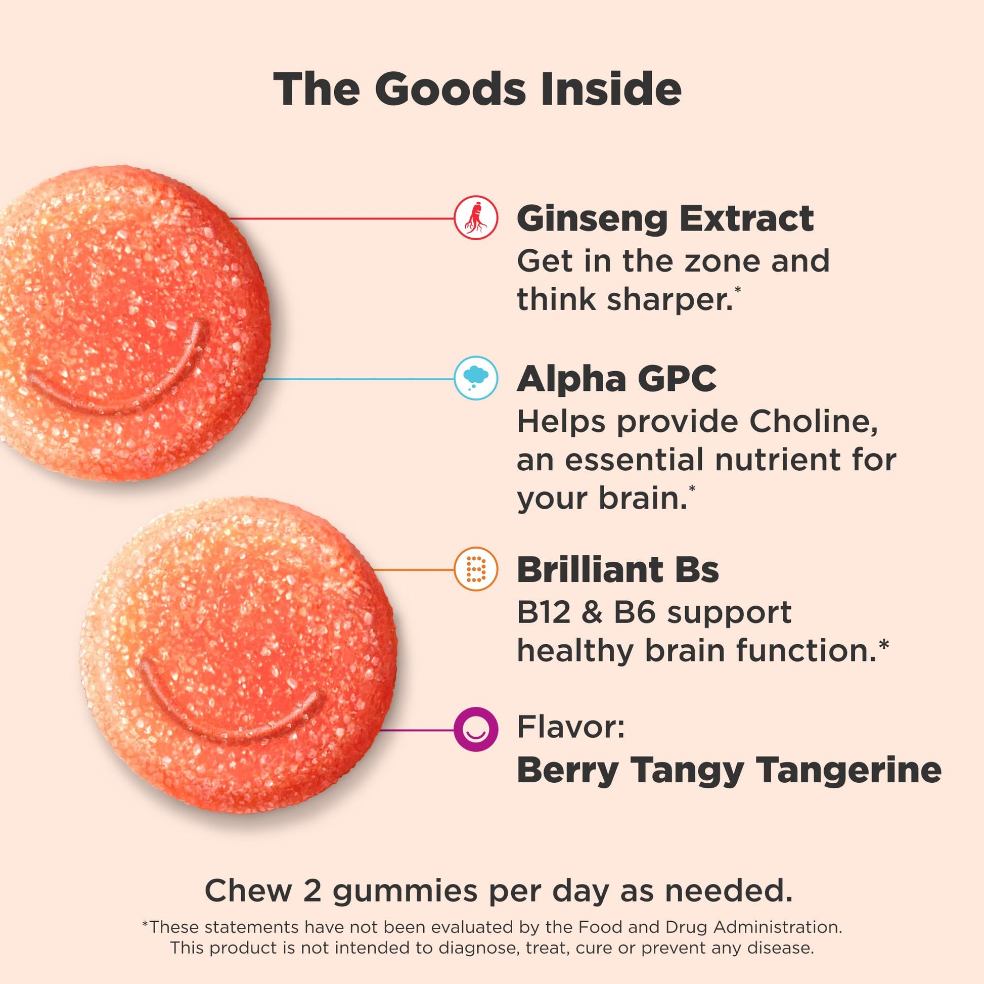 OLLY Laser Focus Gummy, Ginseng, Alpha GPC, B Vitamins, Berry Tangerine Flavor - 36 Count - OzHealthStandard