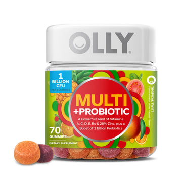 OLLY Multi + Probiotic Adult Multivitamin Gummy, 1 Billion CFUs, Digestive and Immune Support Chewable Supplement, Tropical Twist, 35 Day Supply - 70 Count - OzHealthStandard