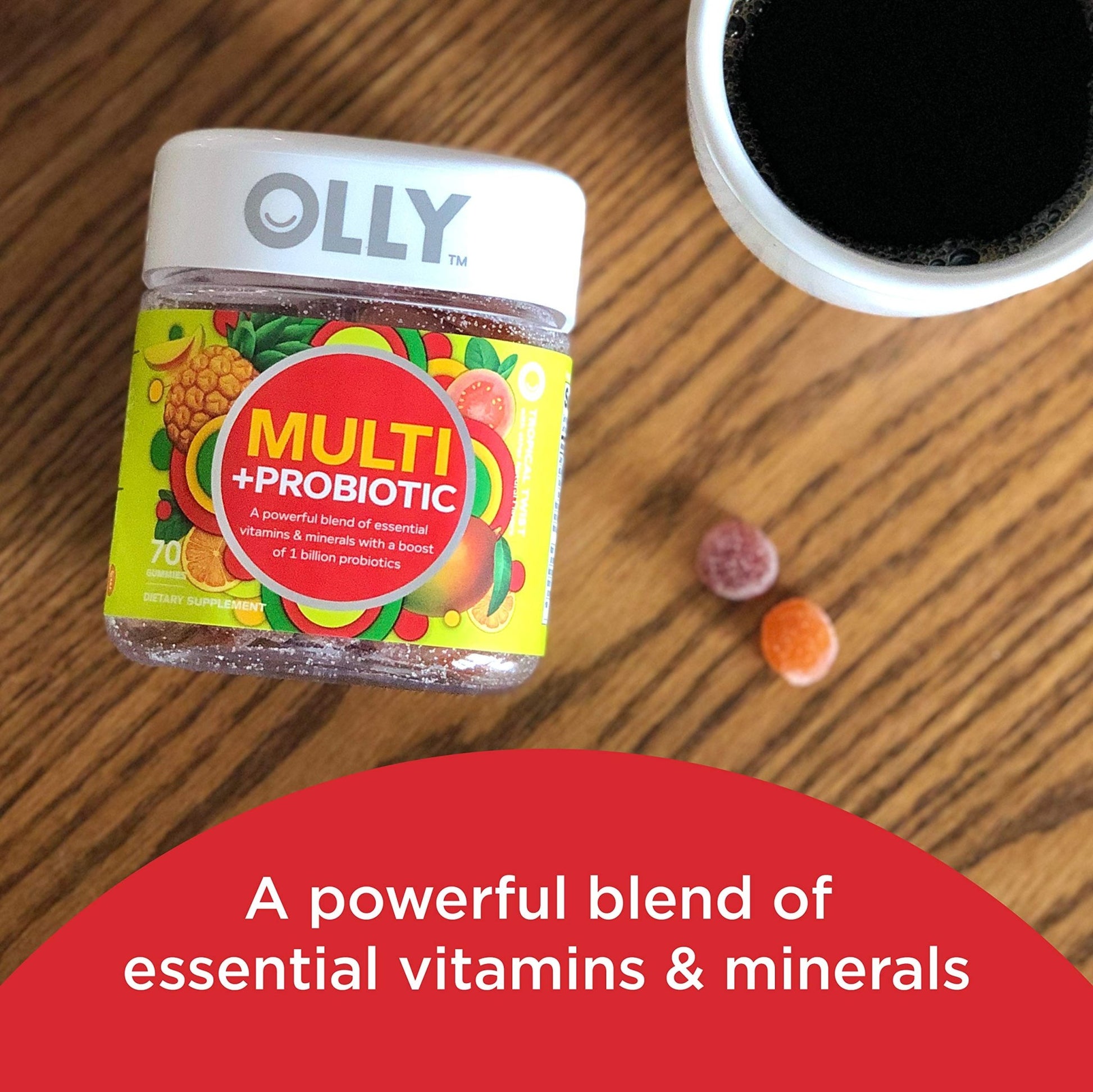 OLLY Multi + Probiotic Adult Multivitamin Gummy, 1 Billion CFUs, Digestive and Immune Support Chewable Supplement, Tropical Twist, 35 Day Supply - 70 Count - OzHealthStandard