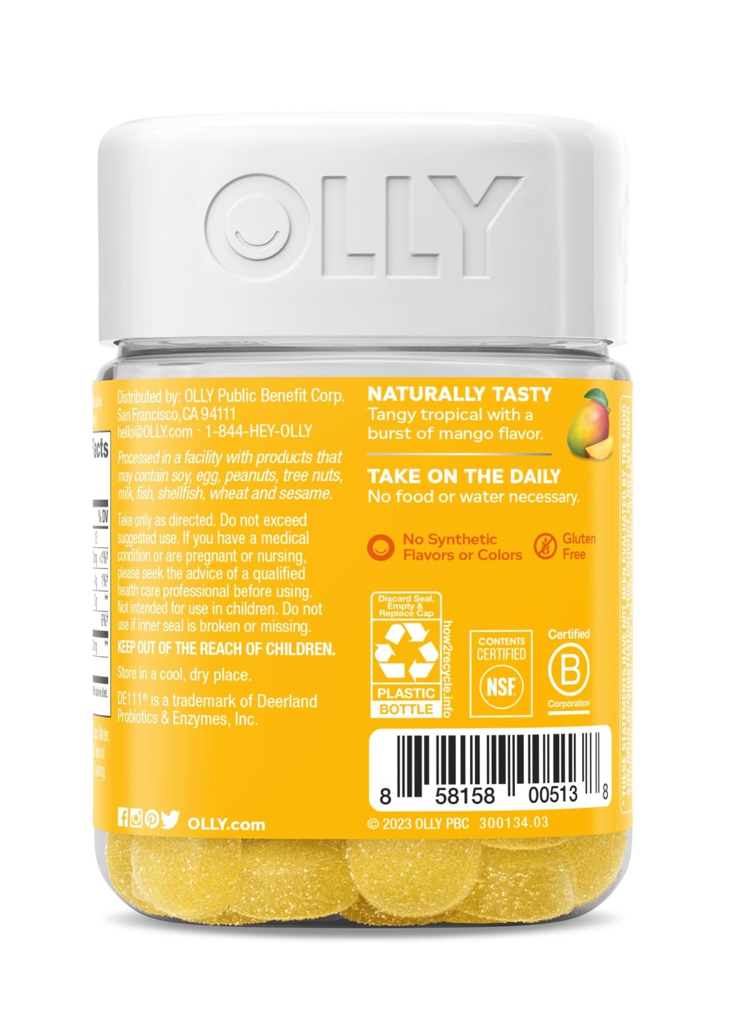 OLLY Probiotic Gummy, Immune and Digestive Support, 1 Billion CFUs, Chewable Probiotic Supplement, Mango, 25 Day Supply - 50 Count - OzHealthStandard
