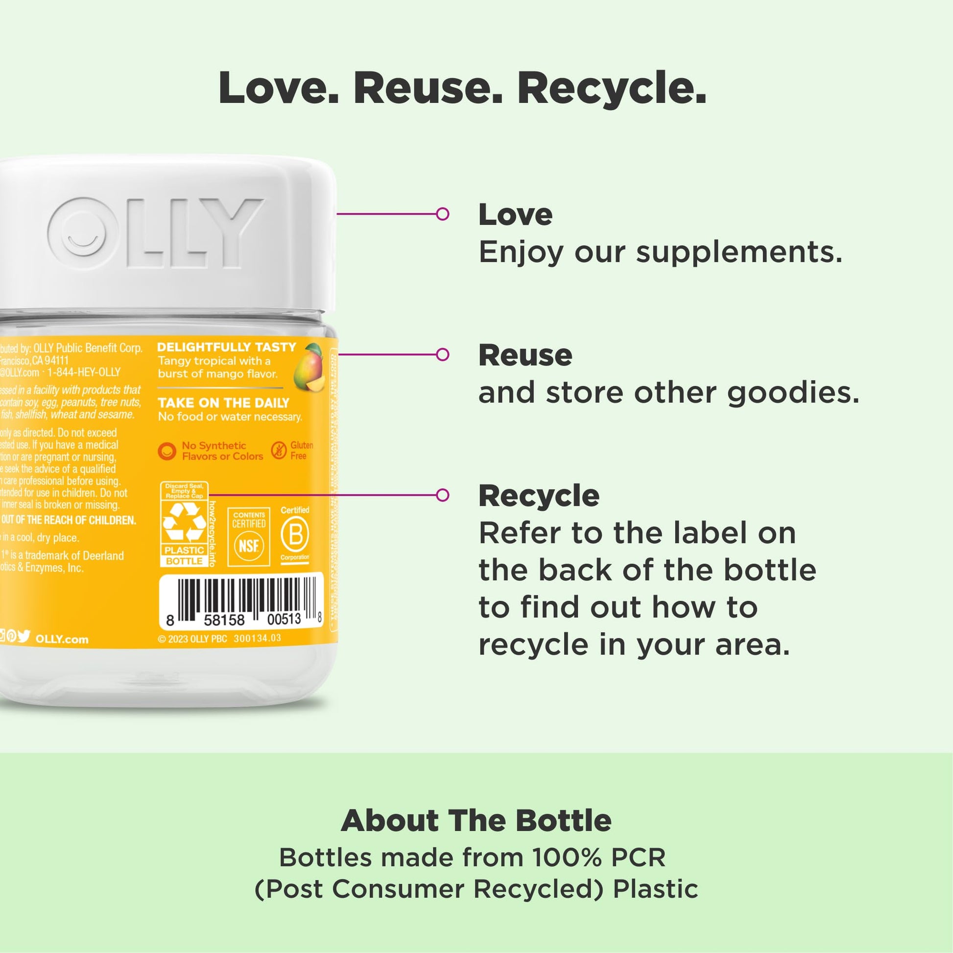 OLLY Probiotic Gummy, Immune and Digestive Support, 1 Billion CFUs, Chewable Probiotic Supplement, Mango, 25 Day Supply - 50 Count - OzHealthStandard