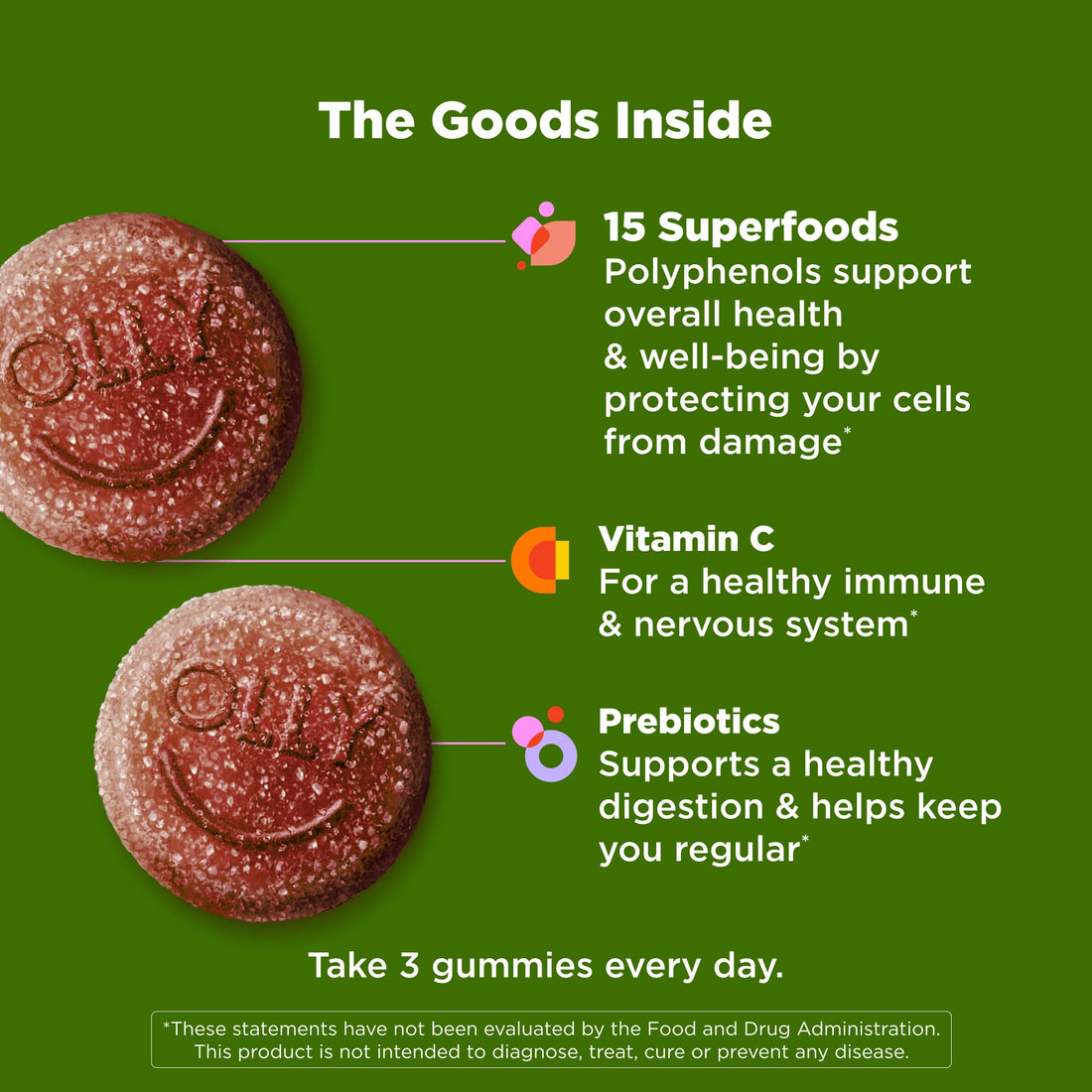 OLLY Supergood Superfoods Gummies, Supports Immune System & Digestive Health,* 15 Superfoods, Prebiotics, Vitamin C, Tropical Bliss Flavor - OzHealthStandard