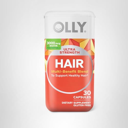 OLLY Ultra Strength Hair Softgels, Supports Hair Health, Biotin, Keratin, Vitamin D, B12, Hair Supplement, 30 Day Supply - OzHealthStandard