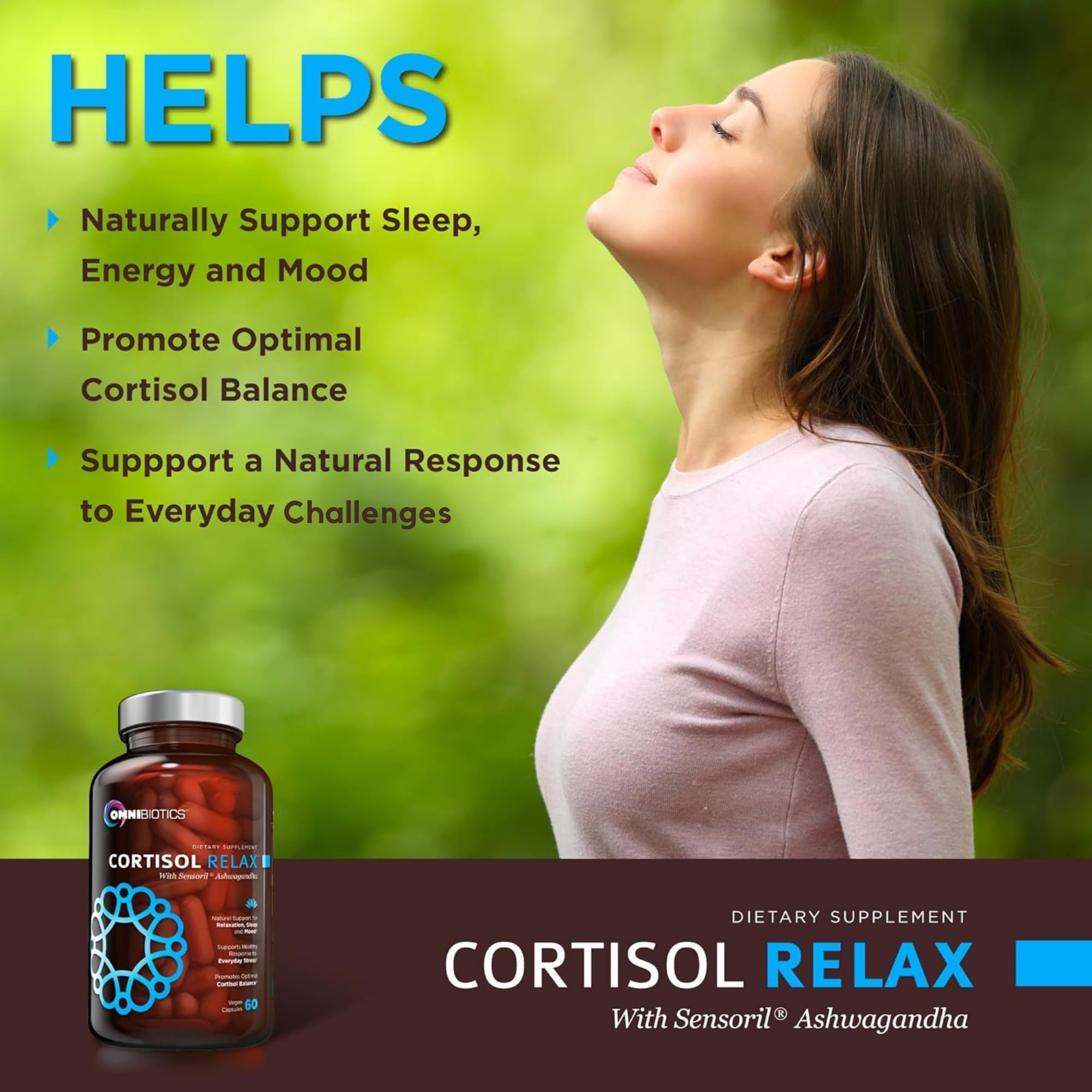 OmniBiotics Cortisol Supplement for Women and Men - High Cortisol Manager with Ashwagandha, L-Theanine, Magnolia Extract, Phosphatidylserine to Support Relaxation, Calm, Detox - 60 Vegan Capsules - OzHealthStandard