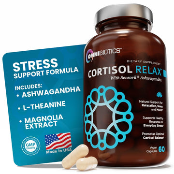 OmniBiotics Cortisol Supplement for Women and Men - High Cortisol Manager with Ashwagandha, L-Theanine, Magnolia Extract, Phosphatidylserine to Support Relaxation, Calm, Detox - 60 Vegan Capsules - OzHealthStandard