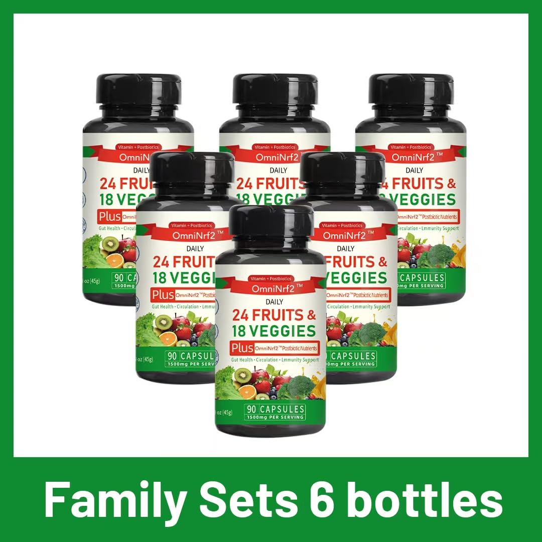 OmniNrf2 Postbiotic Supplement Capsules for Gut Health, Superfood with 24 Fruits & 18 Veggies & Fermented Herbal Plants, 90 Capsules for Antioxidant Support - OzHealthStandard
