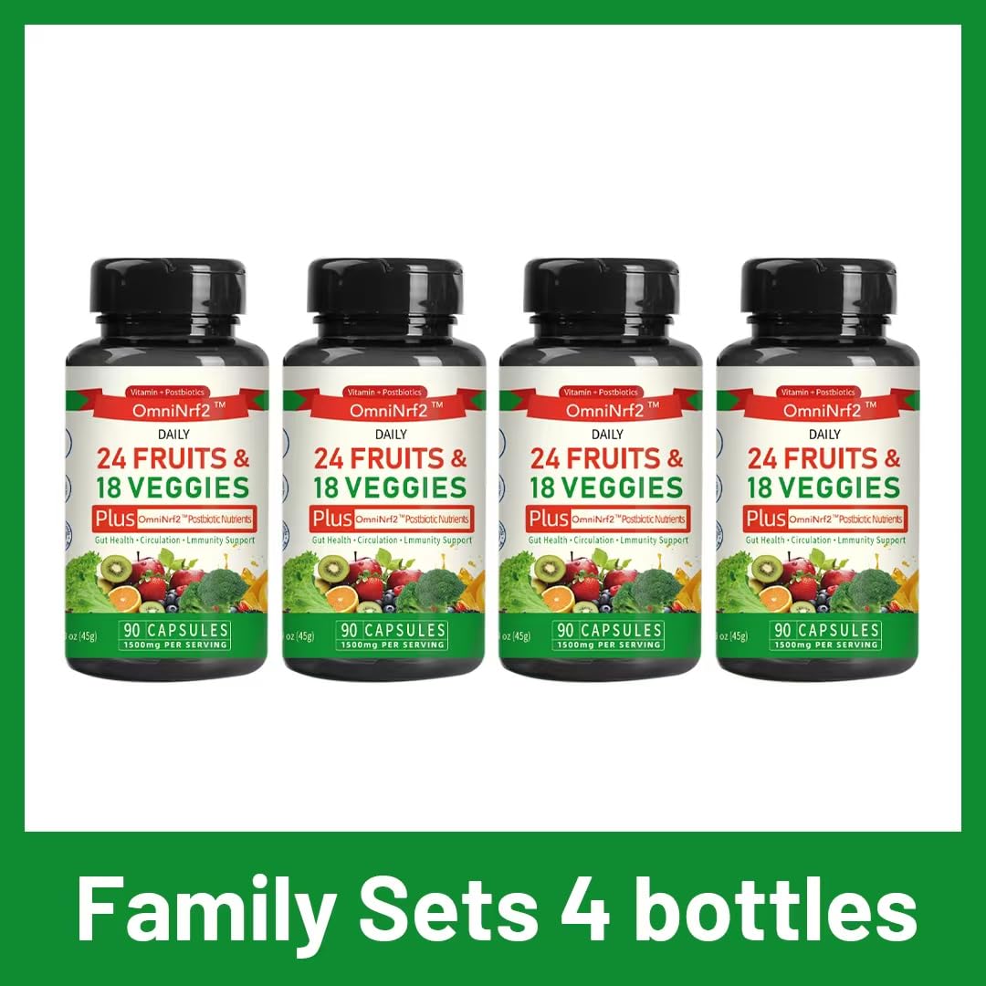 OmniNrf2 Postbiotic Supplement Capsules for Gut Health, Superfood with 24 Fruits & 18 Veggies & Fermented Herbal Plants, 90 Capsules for Antioxidant Support - OzHealthStandard