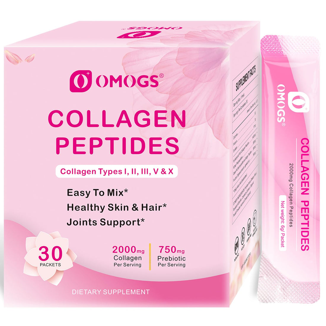 OMOGS Collagen Peptides Powder, with Prebiotics & Cranberry Extract -Hydrolyzed Collagen Peptides Support Hair, Skin, Nail, Bone & Digestive Health - OzHealthStandard