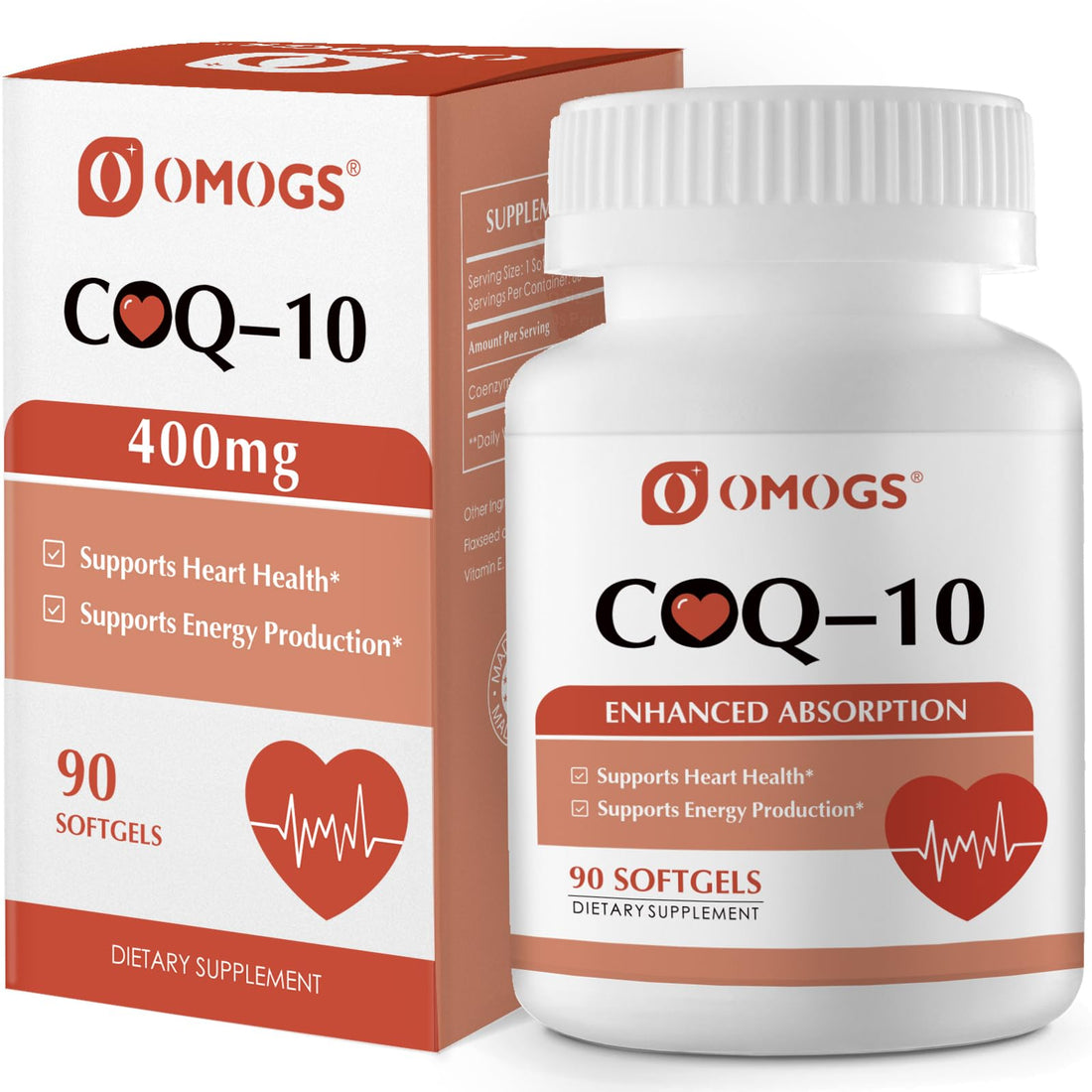 OMOGS CoQ10 400mg Softgels, Coenzyme Q10 High Absorption Supplements Support Heart Health, Cardiovascular Health, Immune System - OzHealthStandard