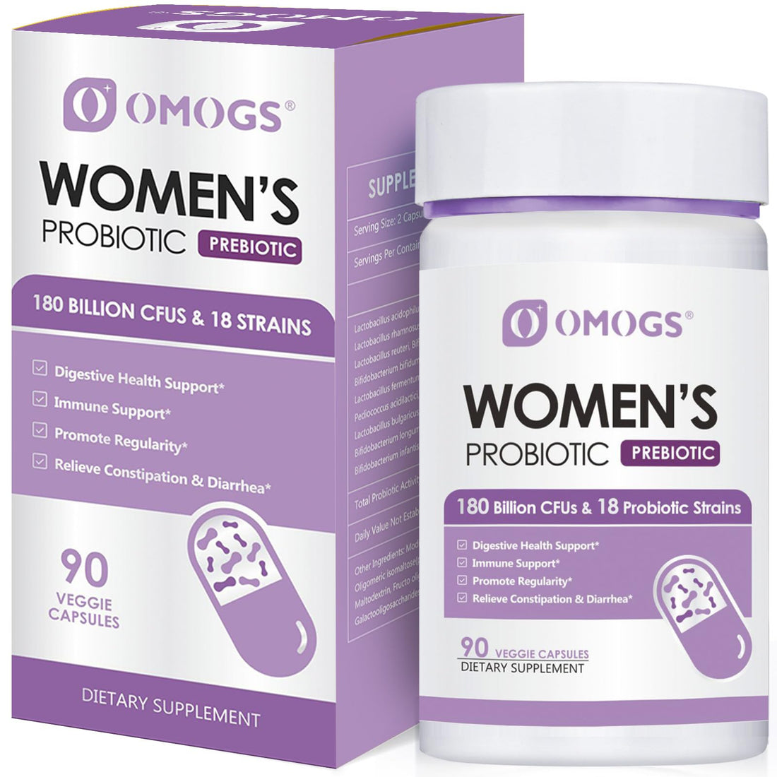 OMOGS Women's Probiotic 180 Billion CFUs 18 Strains, with Organic Prebiotics, Cranberry Extract, D-Mannose & Digestive Enzymes, for Digestive, Boost Immune, - OzHealthStandard