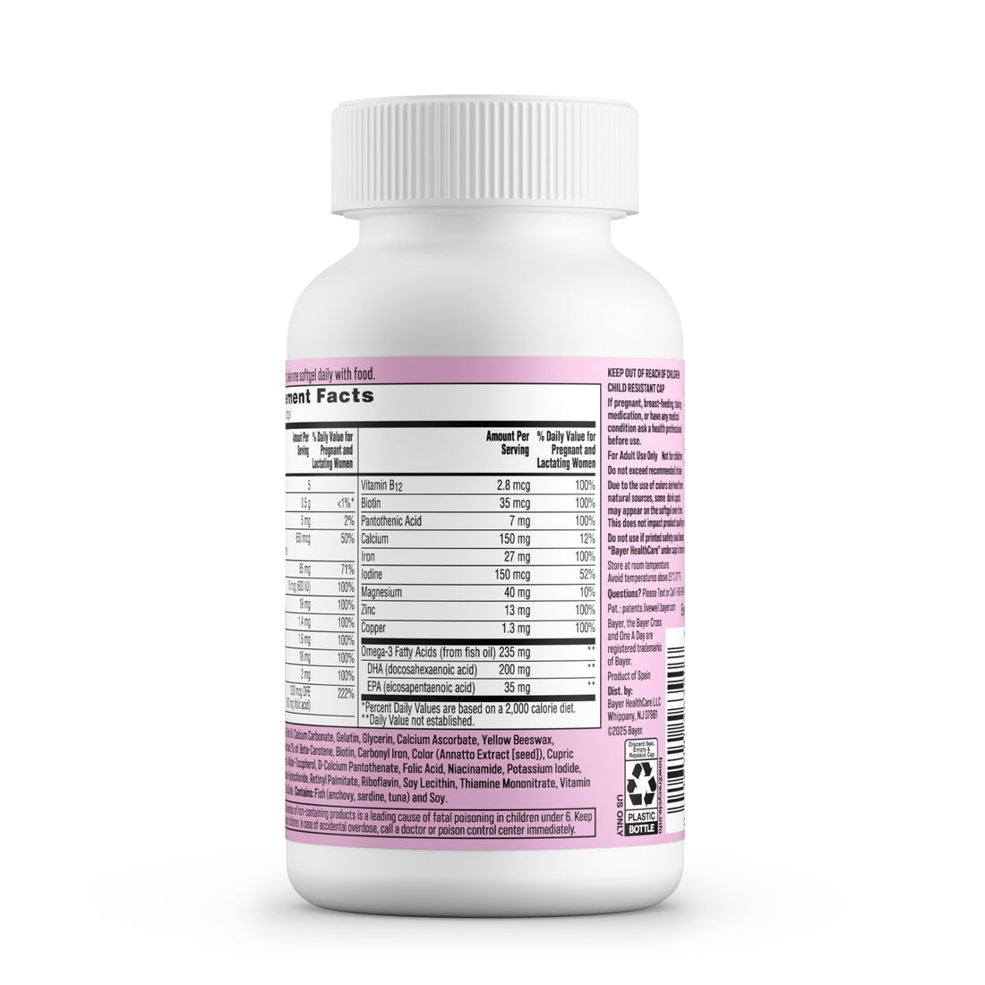 One A Day Prenatal Vitamins- Folic Acid, Iron, Omega- 3 (DHA), Pregnancy Vitamins for Women, Prenatal Multivitamin for Mom and Baby Support - OzHealthStandard