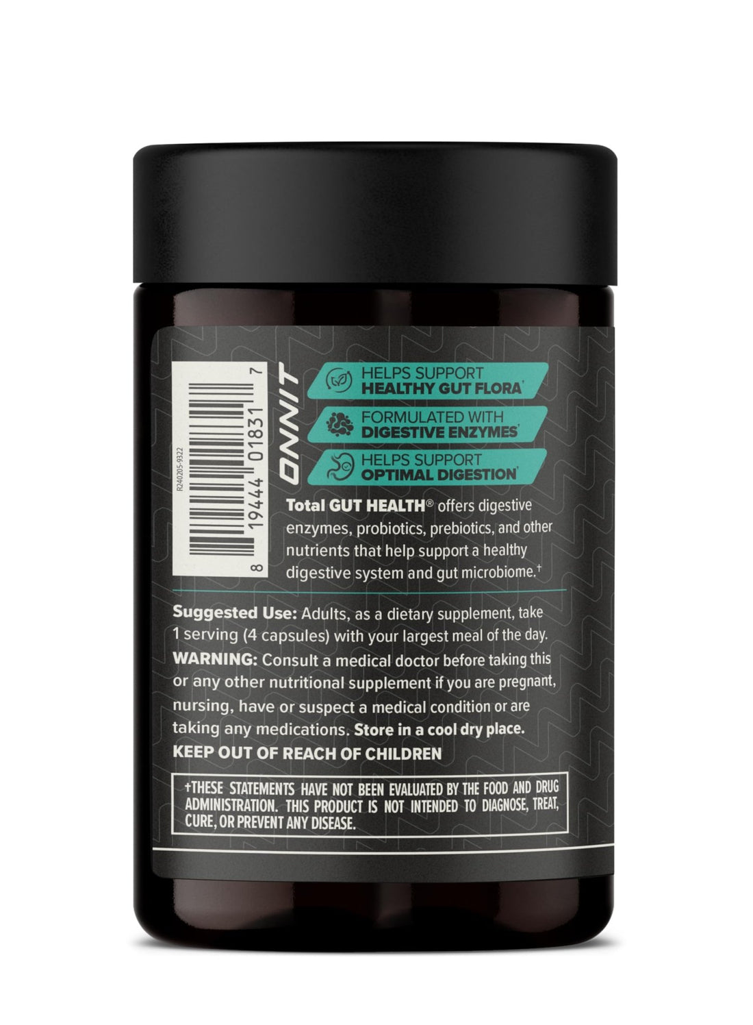 ONNIT Total Gut Health Daily Digestive Support, IGEN Non-GMO Tested Digestion Supplement for Women and Men with 7 Strains of Probiotics, Prebiotics, - OzHealthStandard