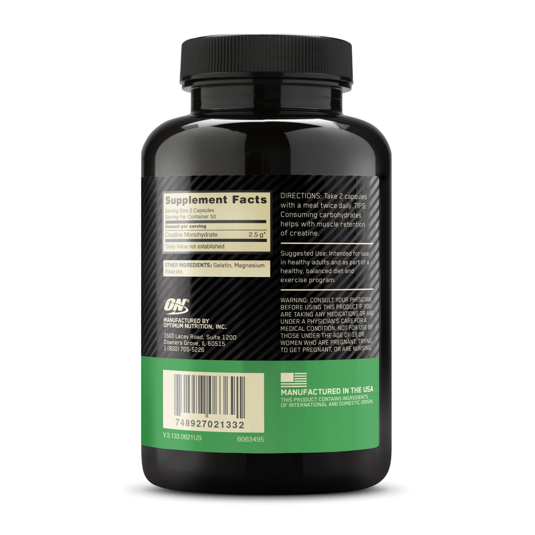 Optimum Nutrition Micronized Creatine Monohydrate Capsules, Keto Friendly, 2500mg, 100 Capsules - OzHealthStandard