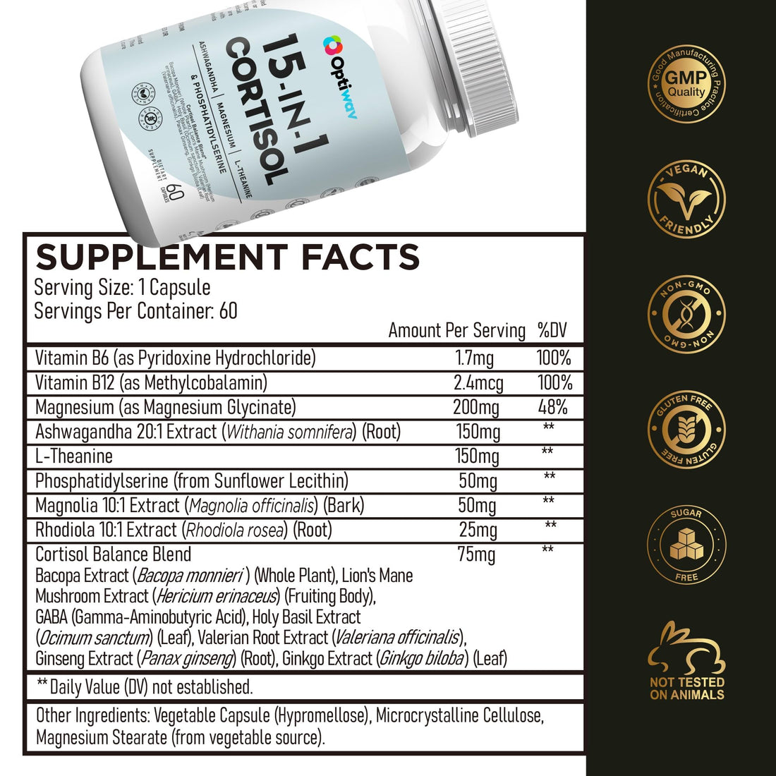 Optiwav Cortisol Detox Supplement for Women Men - Control & Lowering High Cortisol Level - Balance Calm Stress Relief Cleanse Adrenal Health Support - Magnesium Ashwagandha Cortisol Blocker Reducer - OzHealthStandard