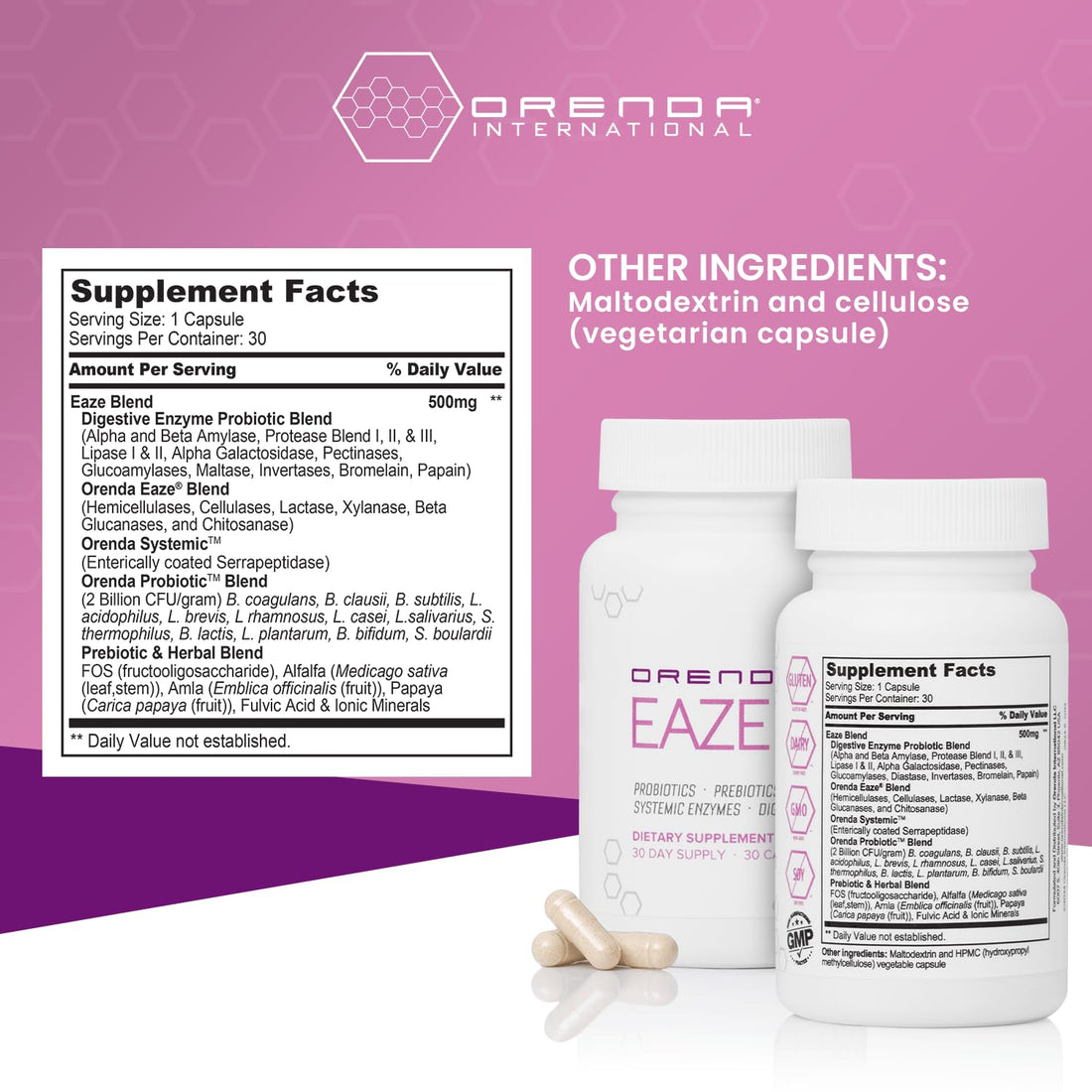 Orenda Eaze®: Gut Wellness Capsules | 6-in-1 Digestive Support with Probiotics, Endospores, Peptizyme-SP EN, Prebiotics, and Digestive Enzymes - OzHealthStandard