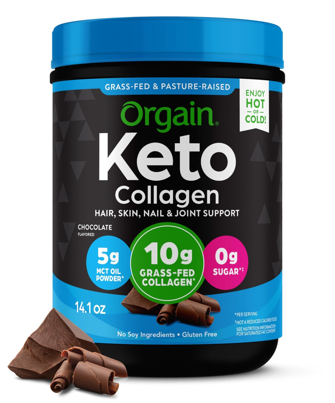 Orgain Keto Collagen Protein Powder, Chocolate - 10g Grass Fed Hydrolyzed Collagen Peptides for Women & Men, Type I & III, 5g MCT Oil - Hair, Skin, Nai - OzHealthStandard