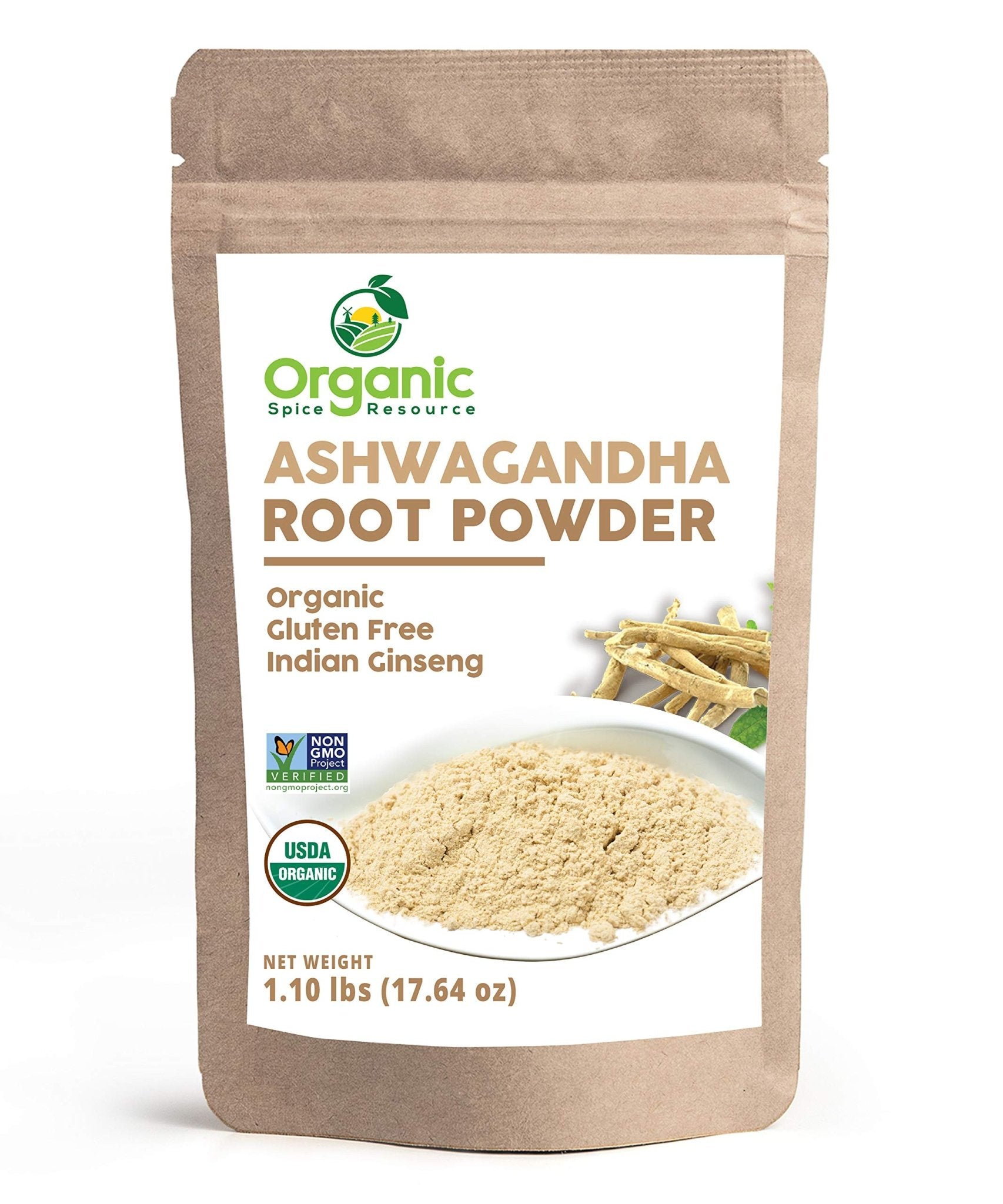 Organic Ashwagandha Root Powder - 1.10 lbs (17.64 oz) | Resealable Kraft Bag,Non-GMO, Indian Ginseng, Withania Somnifera -100% Raw from India, by SHOPOSR - OzHealthStandard