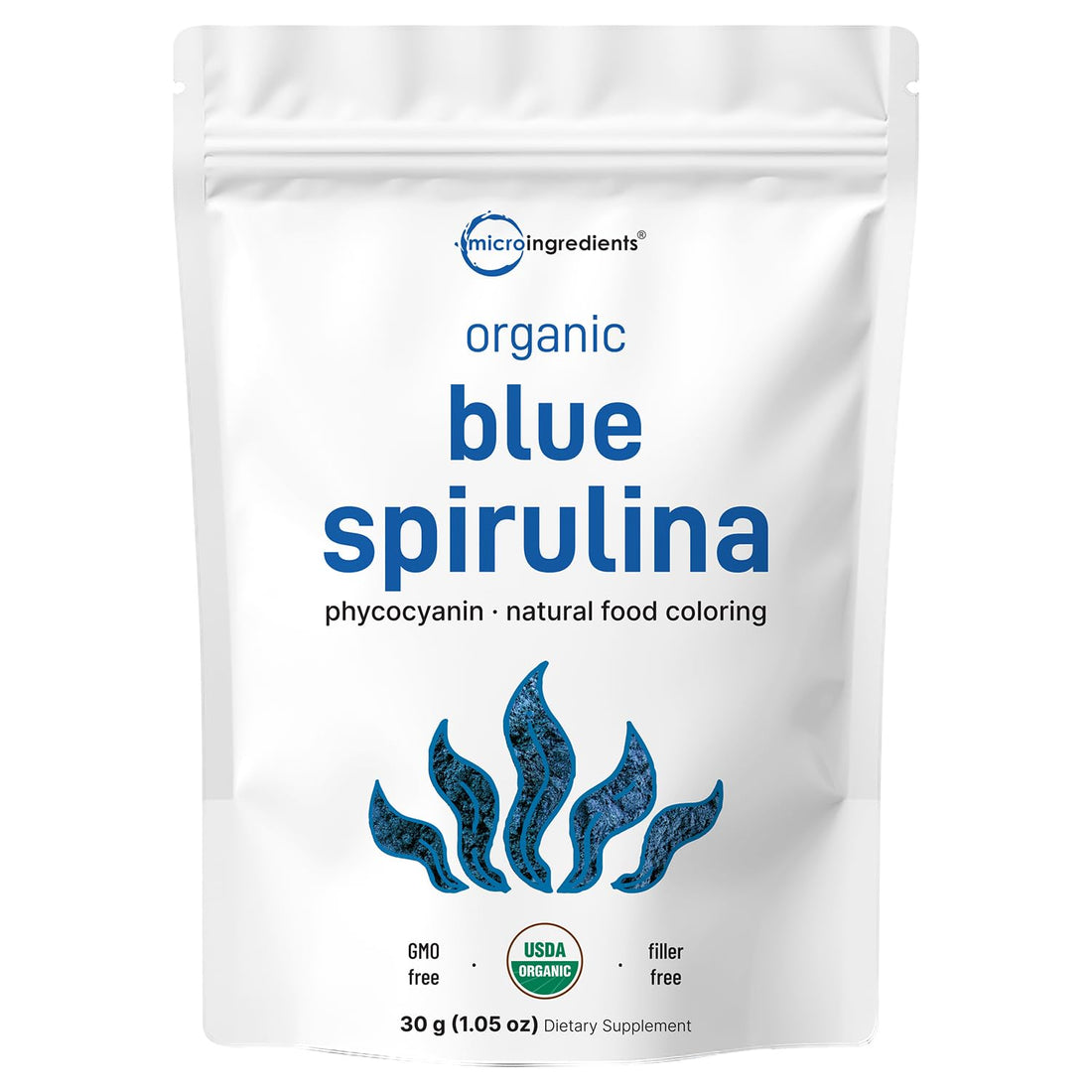 Organic Blue Spirulina Powder (Phycocyanin Extract), 30 Servings - No Fishy Smell, 100% Vegan Protein from Blue-Green Algae, Natural Luminous Food - OzHealthStandard
