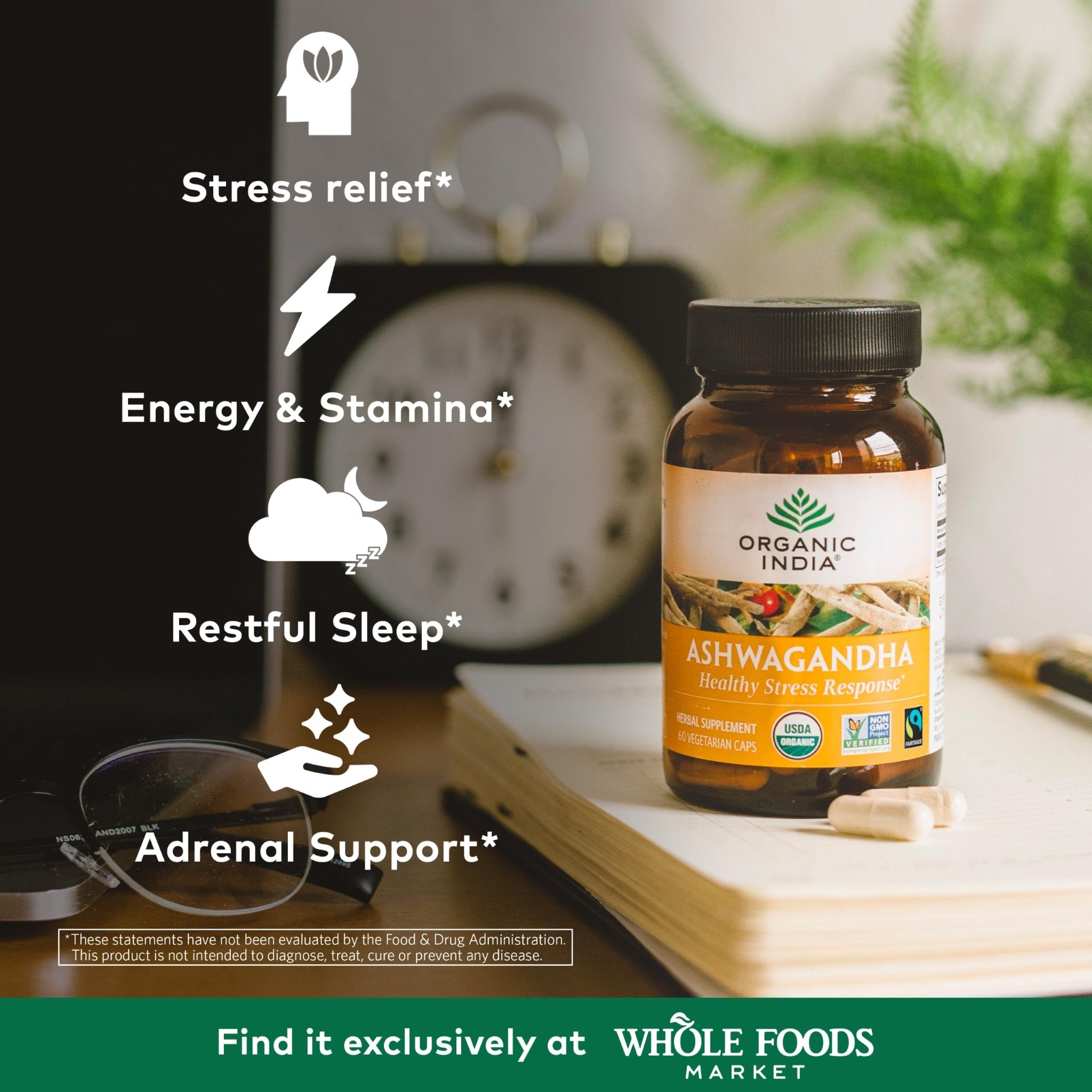 ORGANIC INDIA Ashwagandha Capsules - Organic Ashwagandha Supplement - Vegan Ashwagandha Root, Gluten-Free, Kosher, Non-GMO, Supports Stress Relief, Energy, and Sleep - 60 Capsules - OzHealthStandard