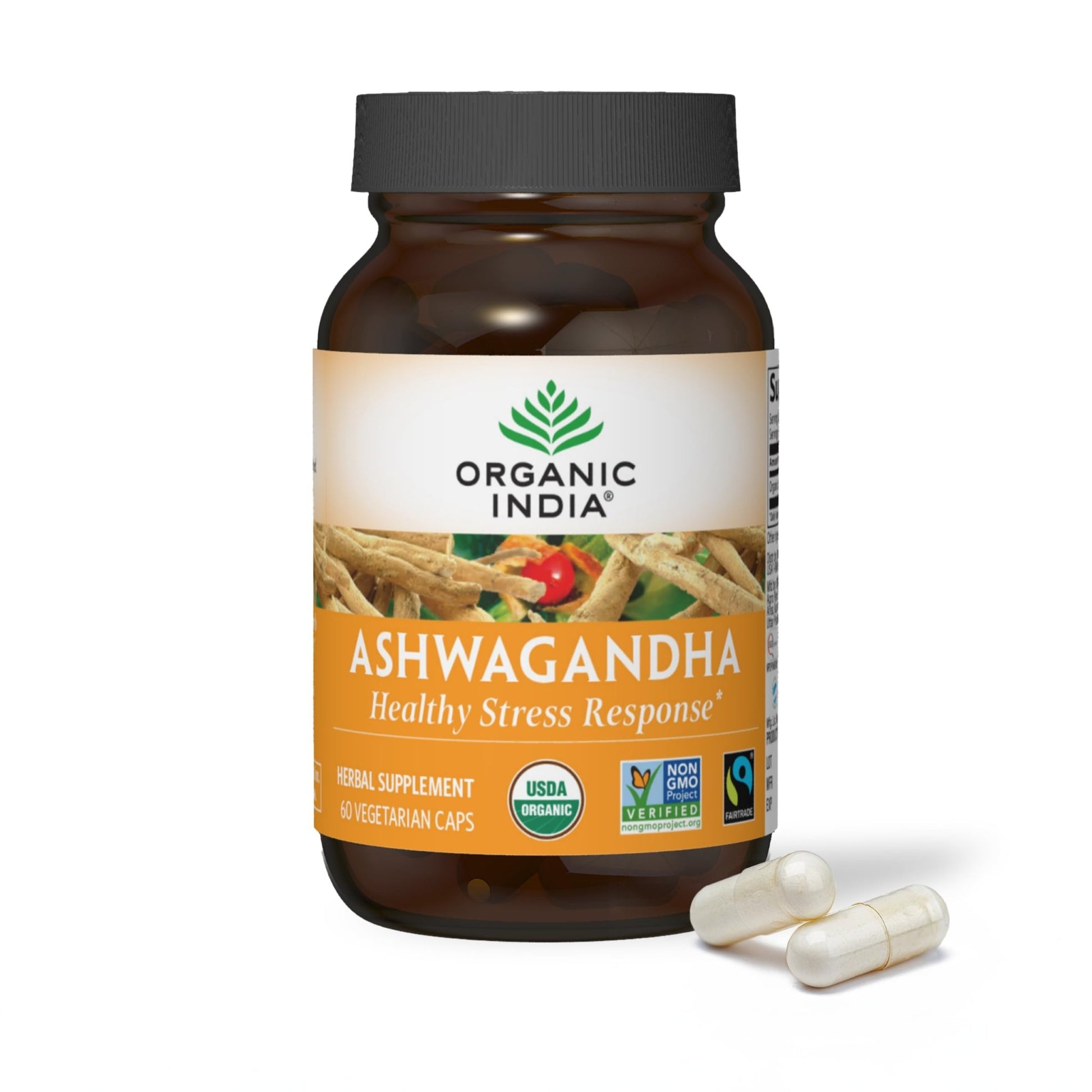 ORGANIC INDIA Ashwagandha Capsules - Organic Ashwagandha Supplement - Vegan Ashwagandha Root, Gluten-Free, Kosher, Non-GMO, Supports Stress Relief, Energy, and Sleep - 60 Capsules - OzHealthStandard