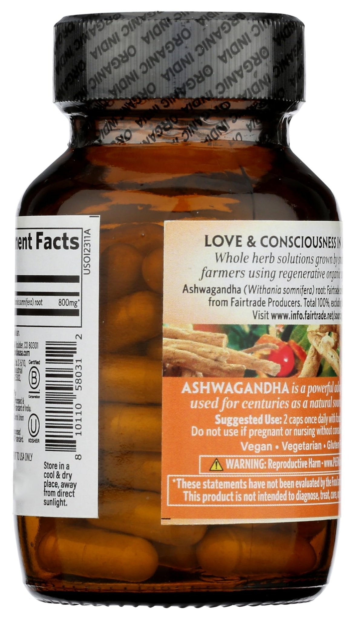 ORGANIC INDIA Ashwagandha Capsules - Organic Ashwagandha Supplement - Vegan Ashwagandha Root, Gluten-Free, Kosher, Non-GMO, Supports Stress Relief, Energy, and Sleep - 60 Capsules - OzHealthStandard