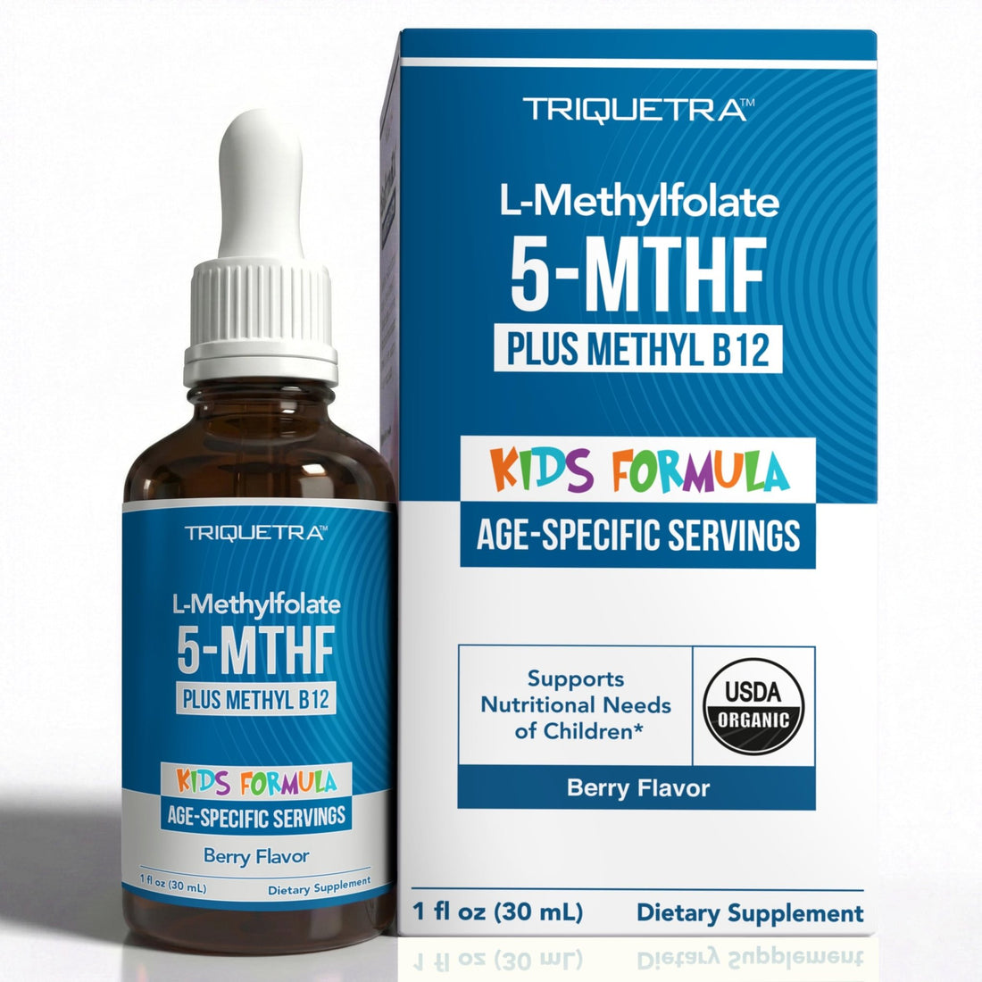 Organic Kids L-Methylfolate + Methyl B12 Cofactor - MTHFR Sublingual Form - 5-MTHF, Superior Form of Folate - Adjustable Dosing for All Ages - OzHealthStandard