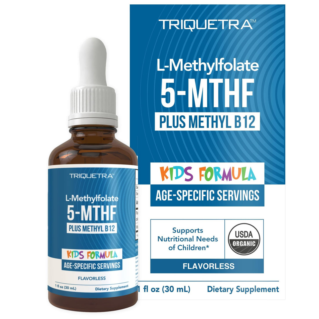 Organic Kids Methylfolate + Methyl B12 Cofactor - Flavorless, Sublingual Form - 5-MTHF Form, Superior Form of Folate - OzHealthStandard
