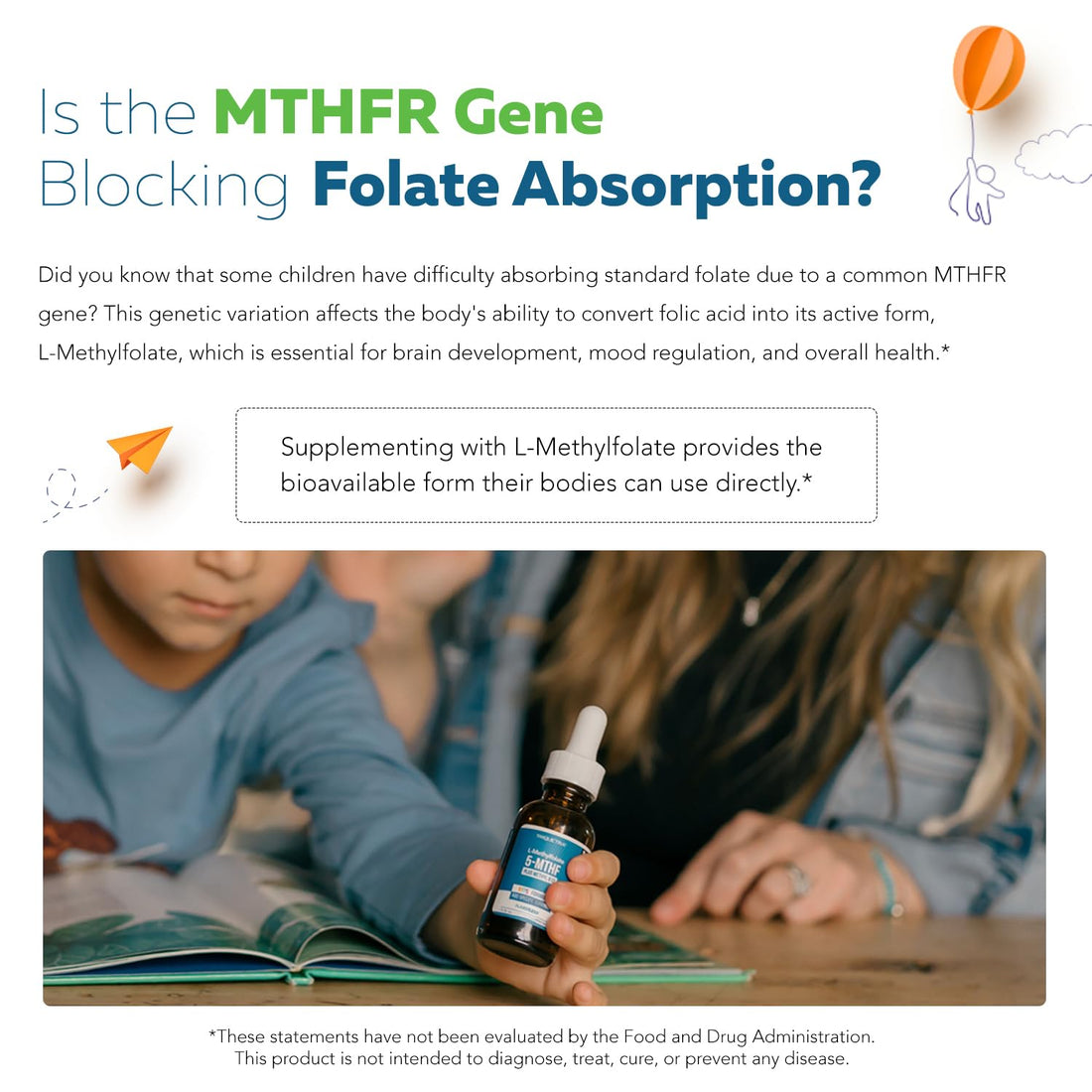 Organic Kids Methylfolate + Methyl B12 Cofactor - Flavorless, Sublingual Form - 5-MTHF Form, Superior Form of Folate - OzHealthStandard