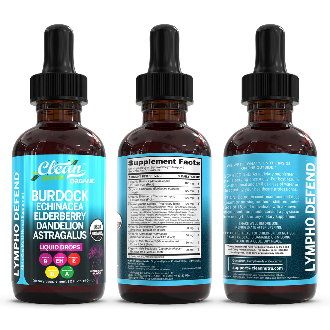 Organic Lymphatic Drainage Supplement | Lymphatic Support Drops | Burdock Root Echinacea Elderberry Dandelion Astragalus Milk Thistle Sea Moss Red Clover - OzHealthStandard