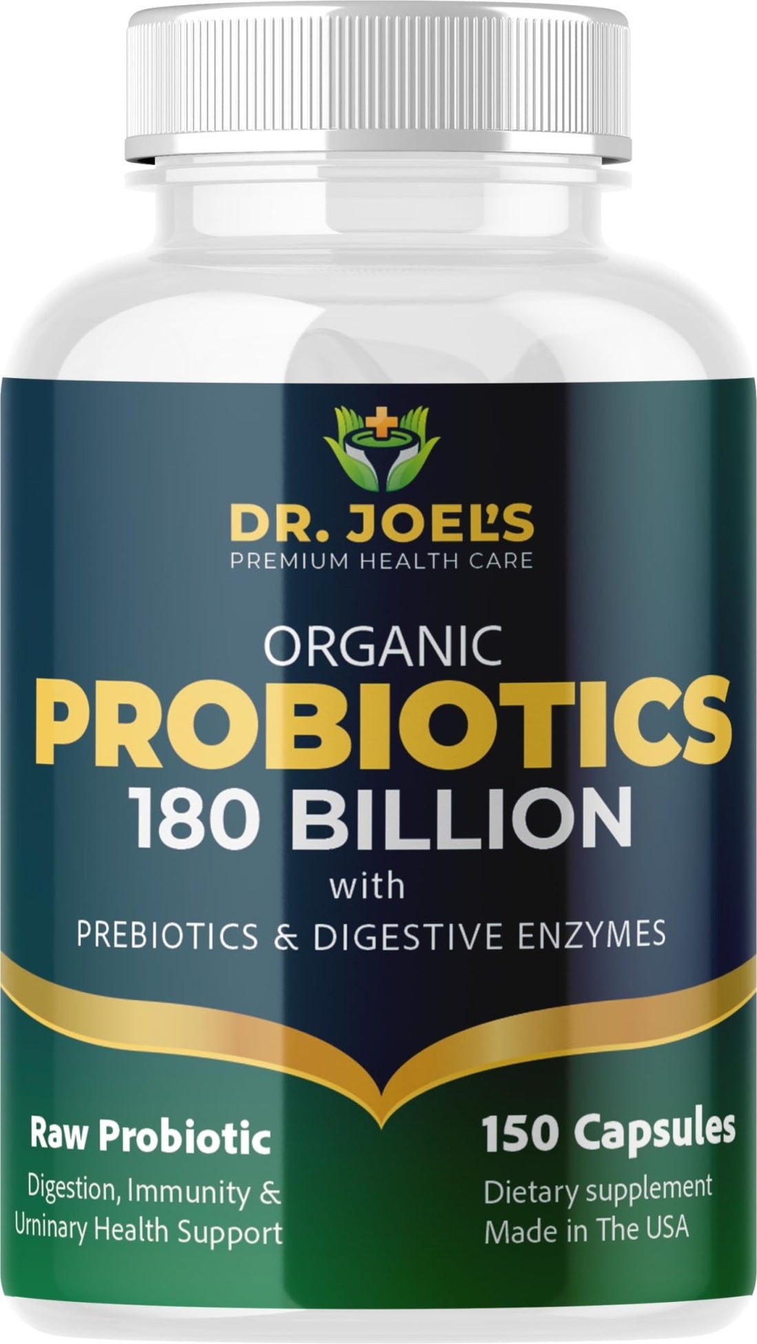 Organic Probiotics 180 Billion CFU - 40 Strains Vegan Probiotics + Prebiotics + Digestive Enzymes - Gut & Immune Health - 100% Pure, Maximum Potency - OzHealthStandard