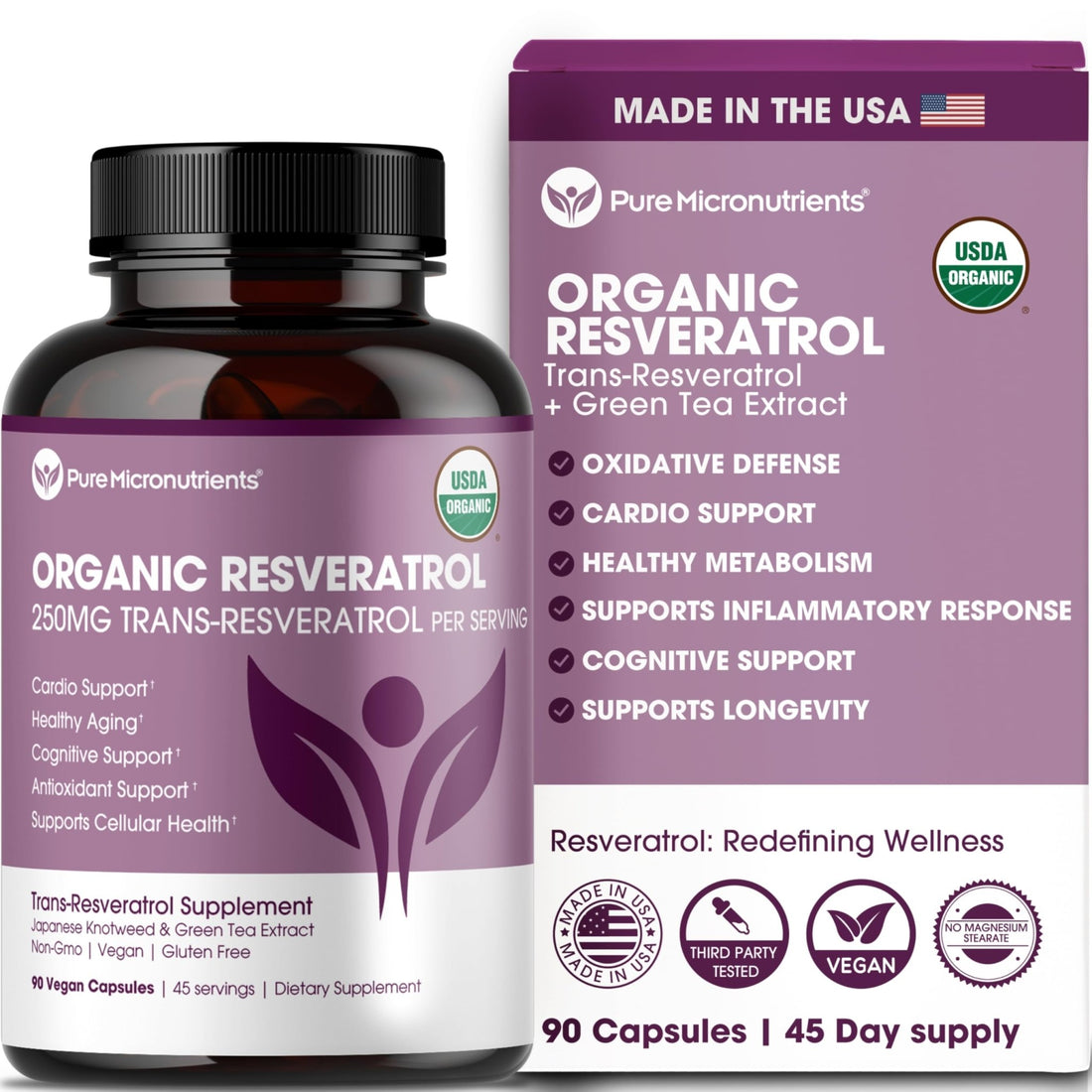 Organic Resveratrol Supplement – Trans-Resveratrol Capsules with Green Tea – Highly Purified & Bioavailable - OzHealthStandard