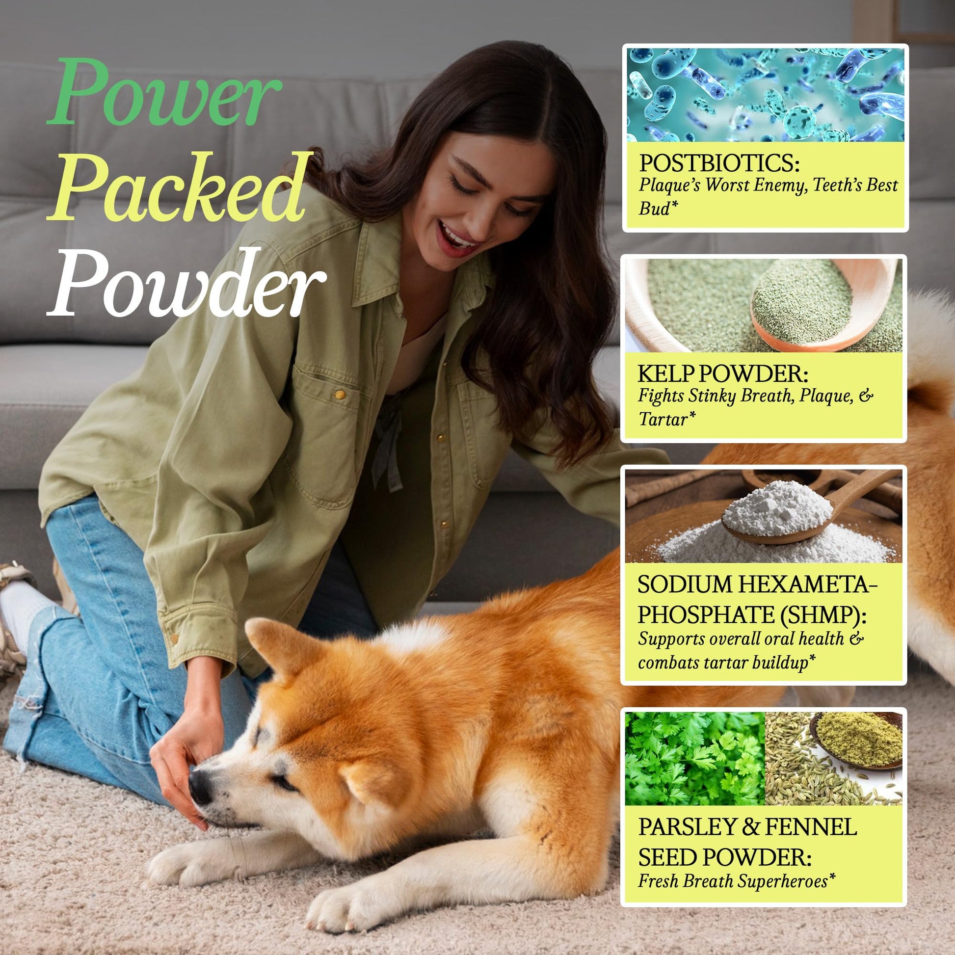 OTHER HALF Doggie Dental Supplement Powder - Dog Breath Freshener & Teeth Cleaning Made Easy - Oral Health Postbiotic for Dogs - Targets Tartar, Plaque & Bad Breath | 45 Scoops, Bacon Flavor - OzHealthStandard