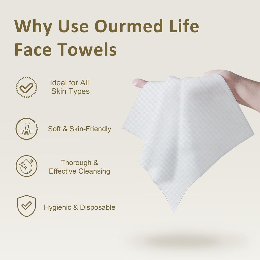 Ourmed Life Face Towels, Disposable Biodegradable Facial Towels for Sensitive Skin - OzHealthStandard