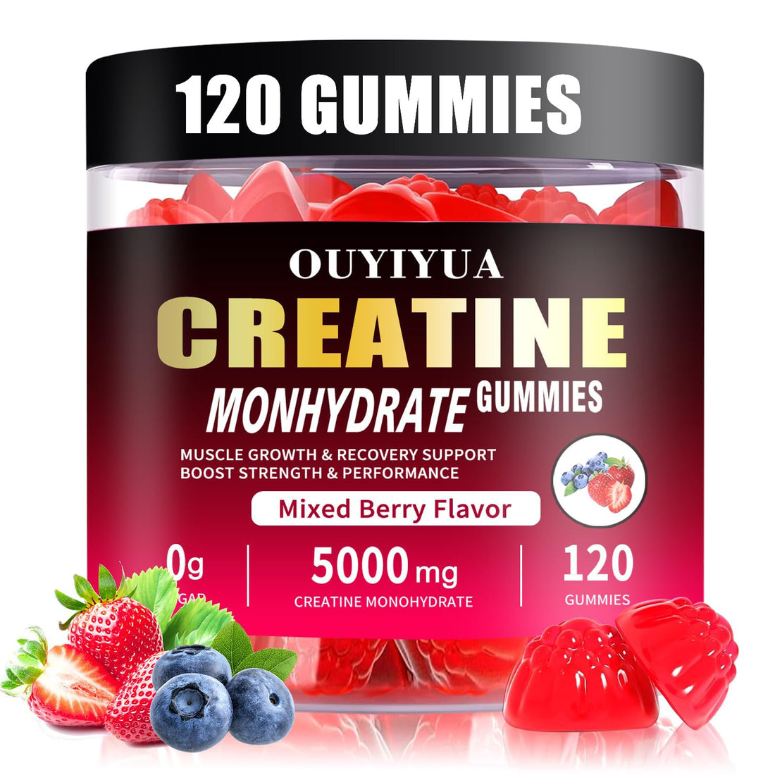 OUYIYUA Creatine Monohydrate Gummies 5000mg for Men & Women - Sugar Free Pre-Workout Supplement, Chewables for Muscle Strength, Muscle Builder - OzHealthStandard