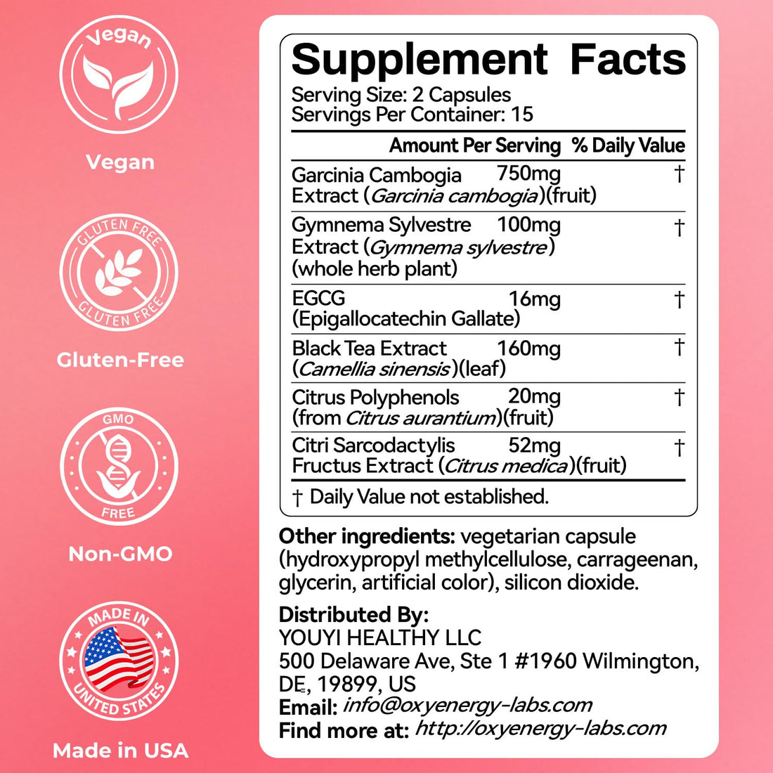 OxyEnergy Calorie Blocker 6-in-1 Natural Supplement for Women & Men, with Garcinia Cambogia,Gymnema Sylvestre & Bergamot,Boosts Metabolism, - OzHealthStandard