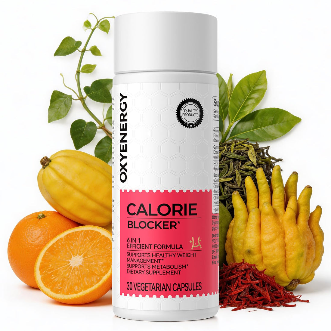 OxyEnergy Calorie Blocker 6-in-1 Natural Supplement for Women & Men, with Garcinia Cambogia,Gymnema Sylvestre & Bergamot,Boosts Metabolism, - OzHealthStandard