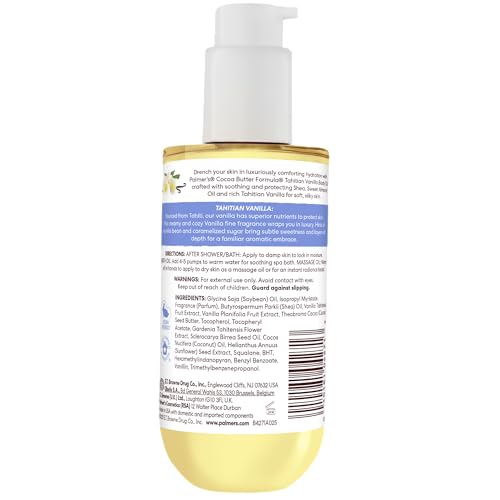Palmer's Cocoa Butter Formula Body Oil, Moisture Drenching Tahitian Vanilla, 6.5 Oz, 72Hr Hydration with Shea Butter & Vitamin E for Softer Skin - OzHealthStandard